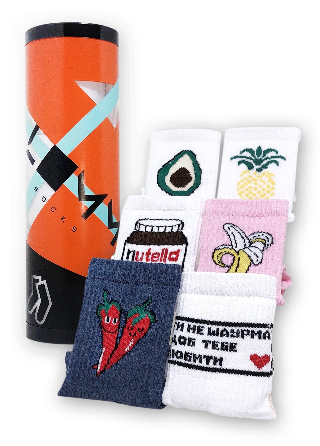 Комбіновані подарунковий тубус зі шкарпетками bon appetit tube LOMM малюнки (210204553)