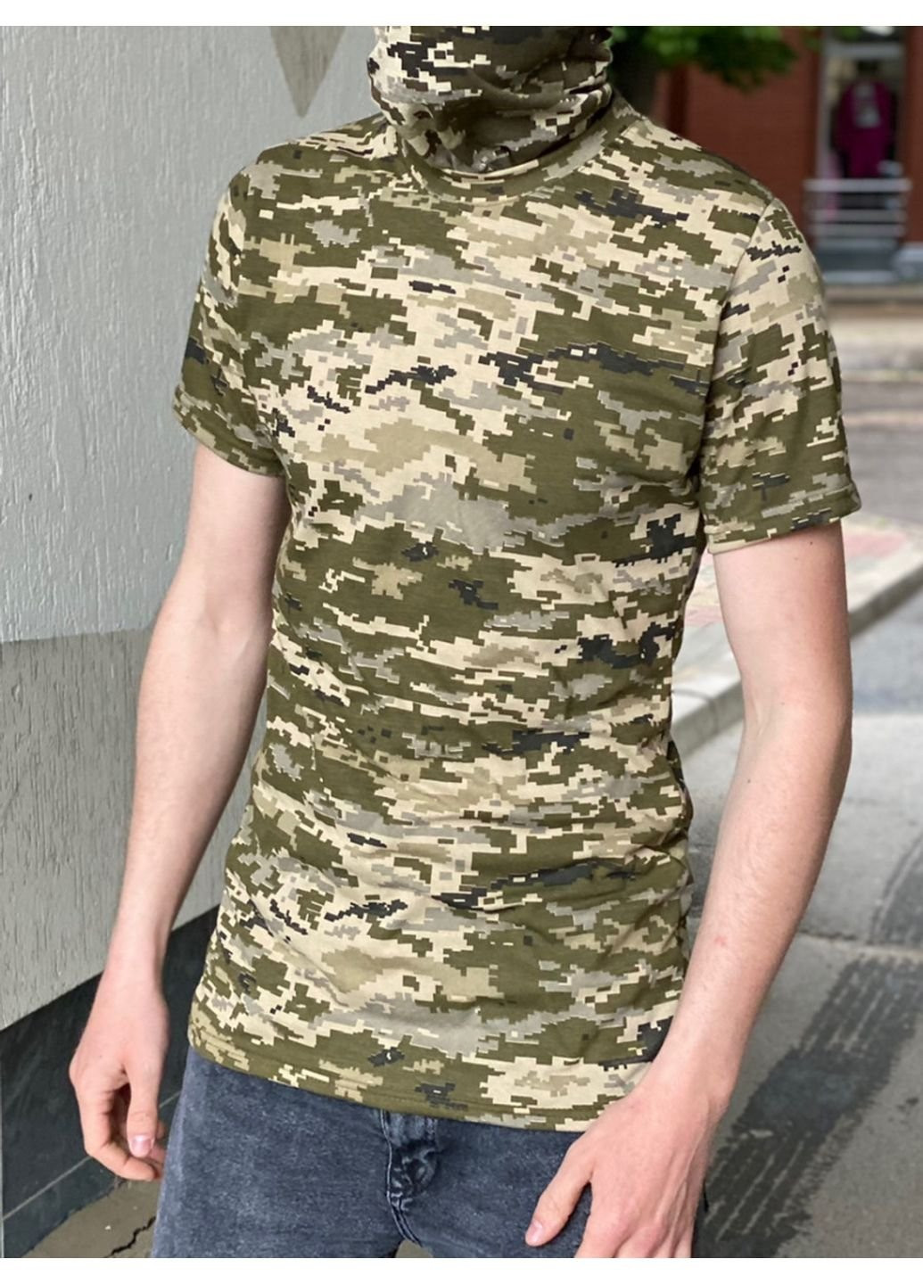 Хакі (оливкова) футболка чоловіча тактична піксель світлий зсу 52 р 6577 хакі No Brand