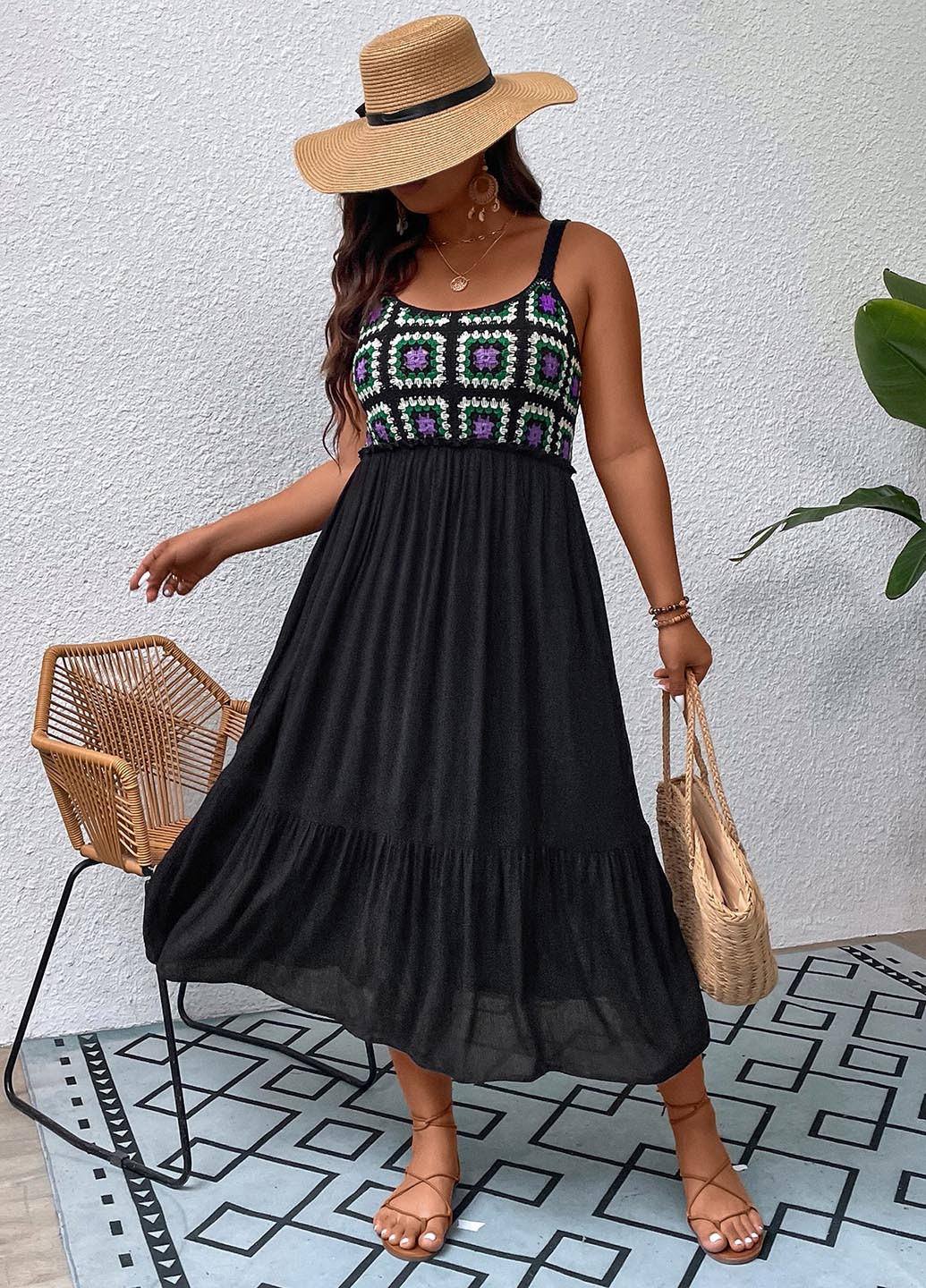 Чорна кежуал сукня SHEIN з геометричним візерунком