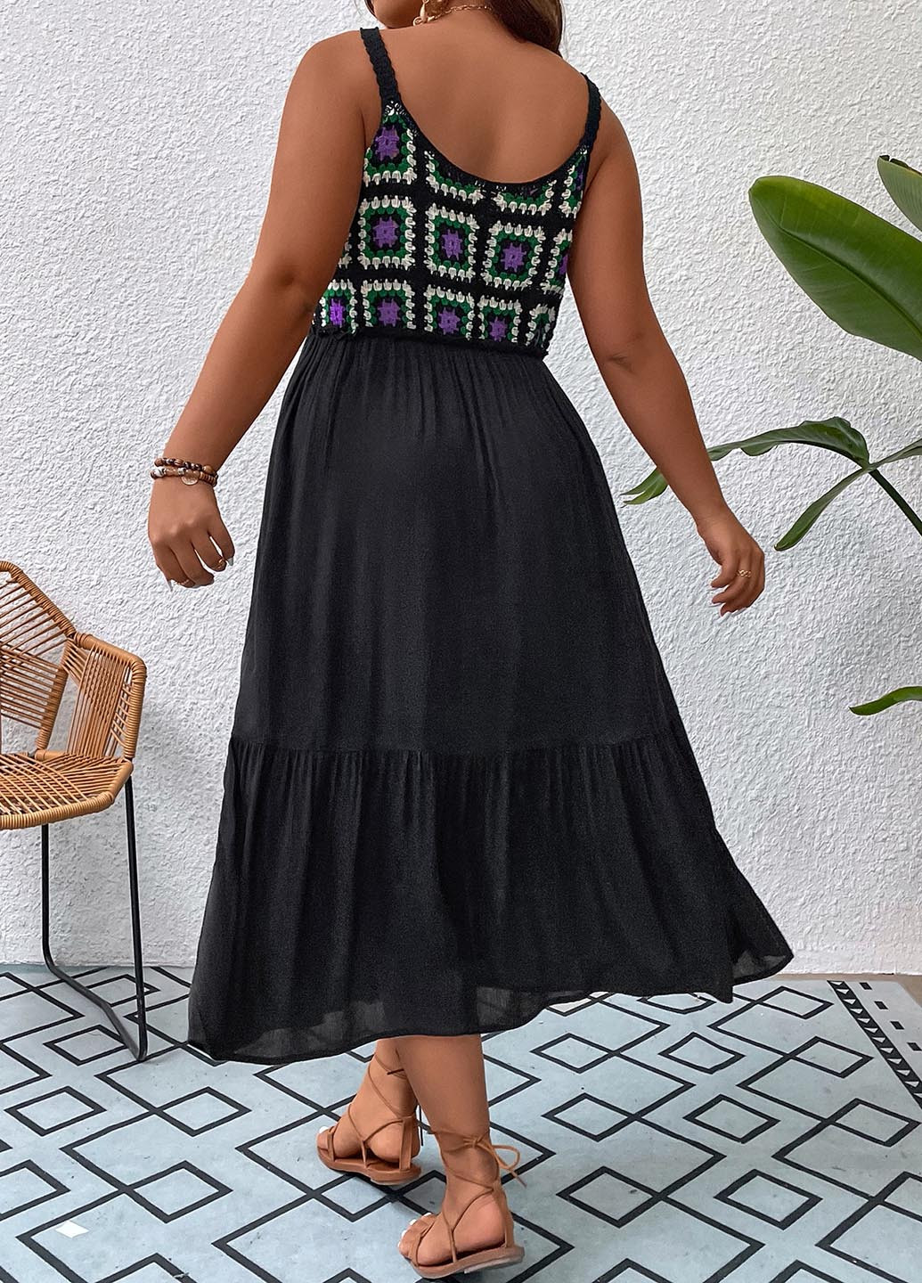 Чорна кежуал сукня SHEIN з геометричним візерунком