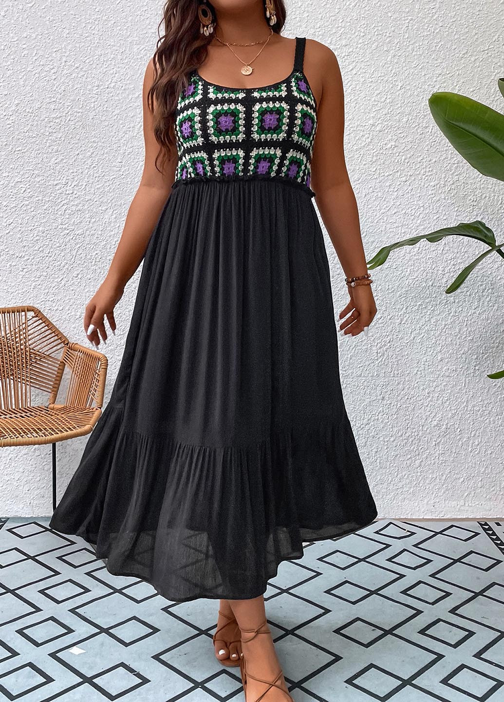 Чорна кежуал сукня SHEIN з геометричним візерунком