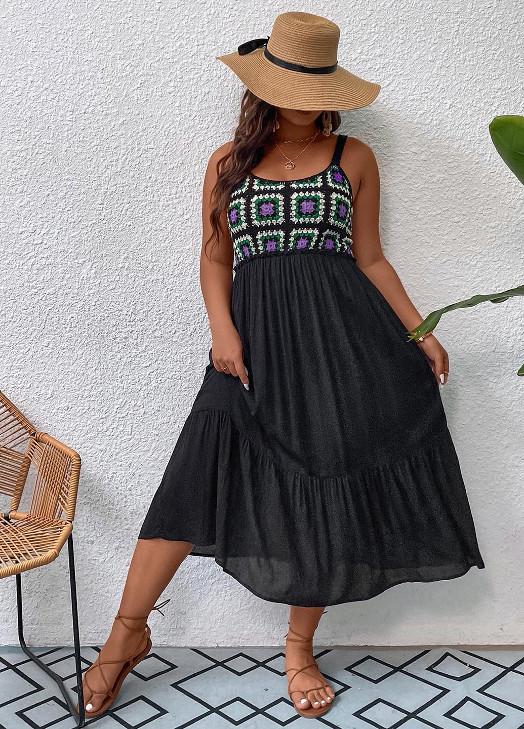 Чорна кежуал сукня SHEIN з геометричним візерунком