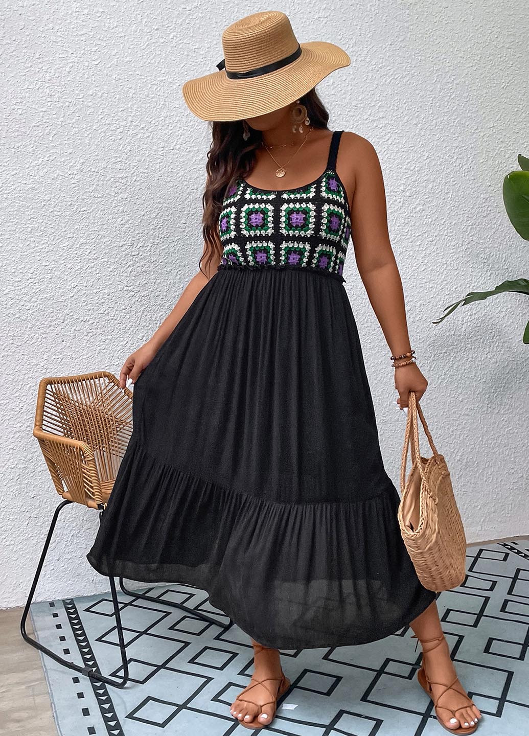 Чорна кежуал сукня SHEIN з геометричним візерунком