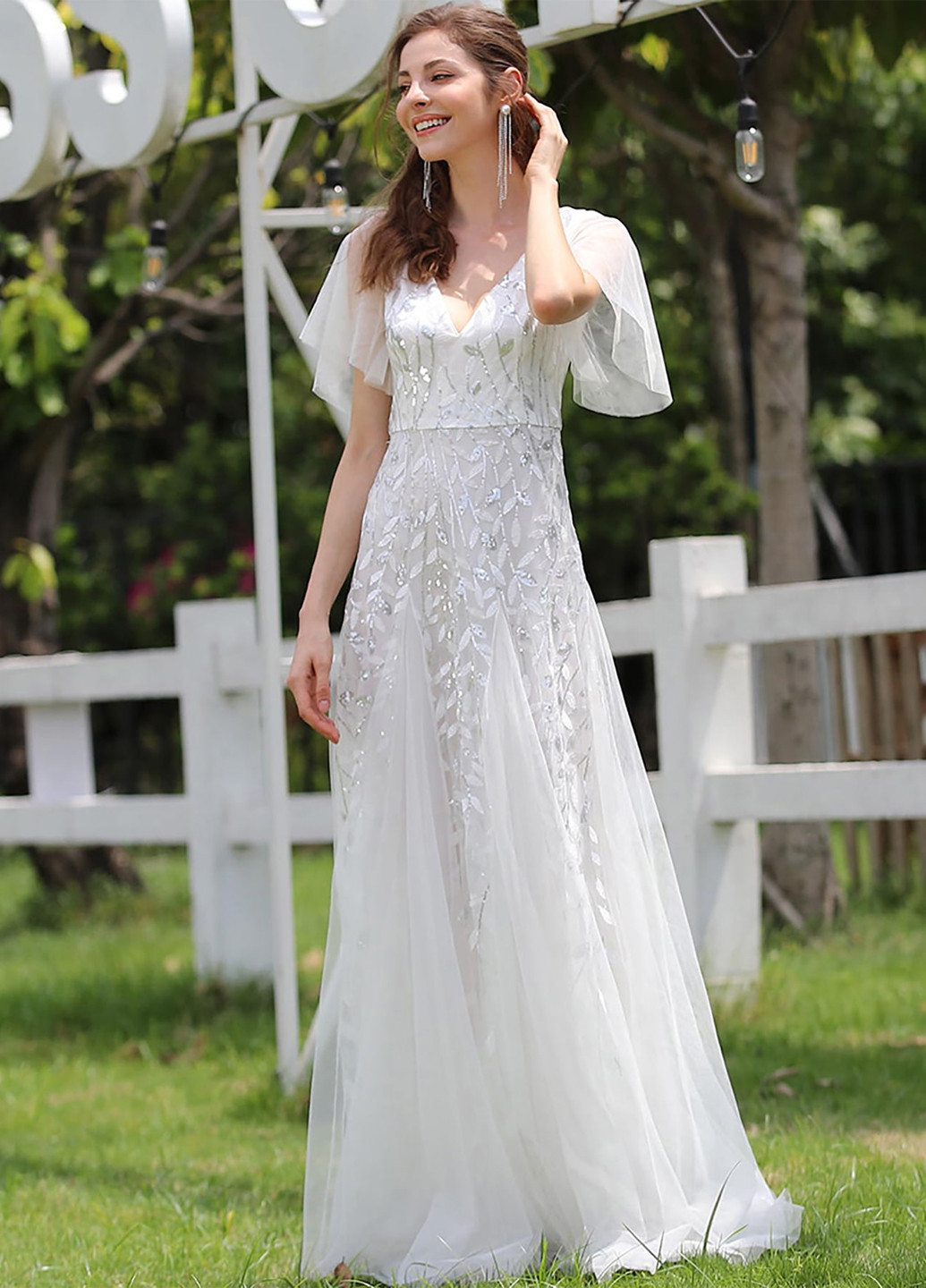 Белое кэжуал платье а-силуэт SHEIN однотонное