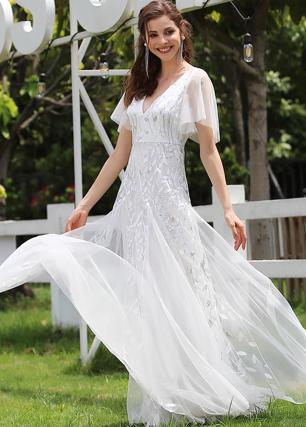 Белое кэжуал платье а-силуэт SHEIN однотонное