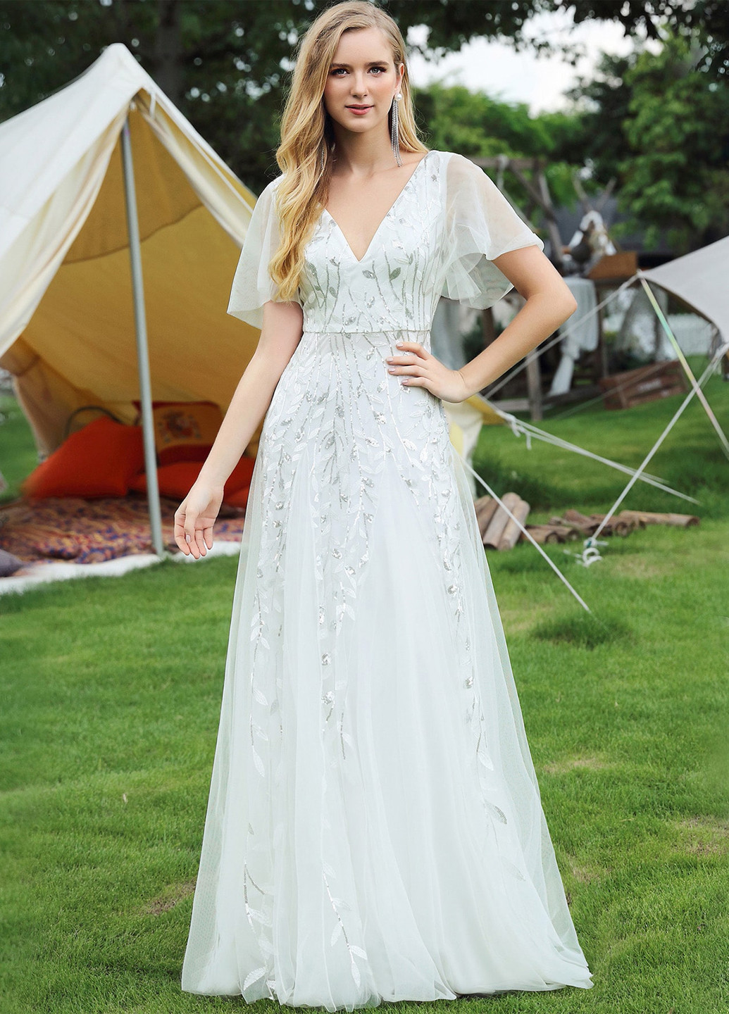 Белое кэжуал платье а-силуэт SHEIN однотонное