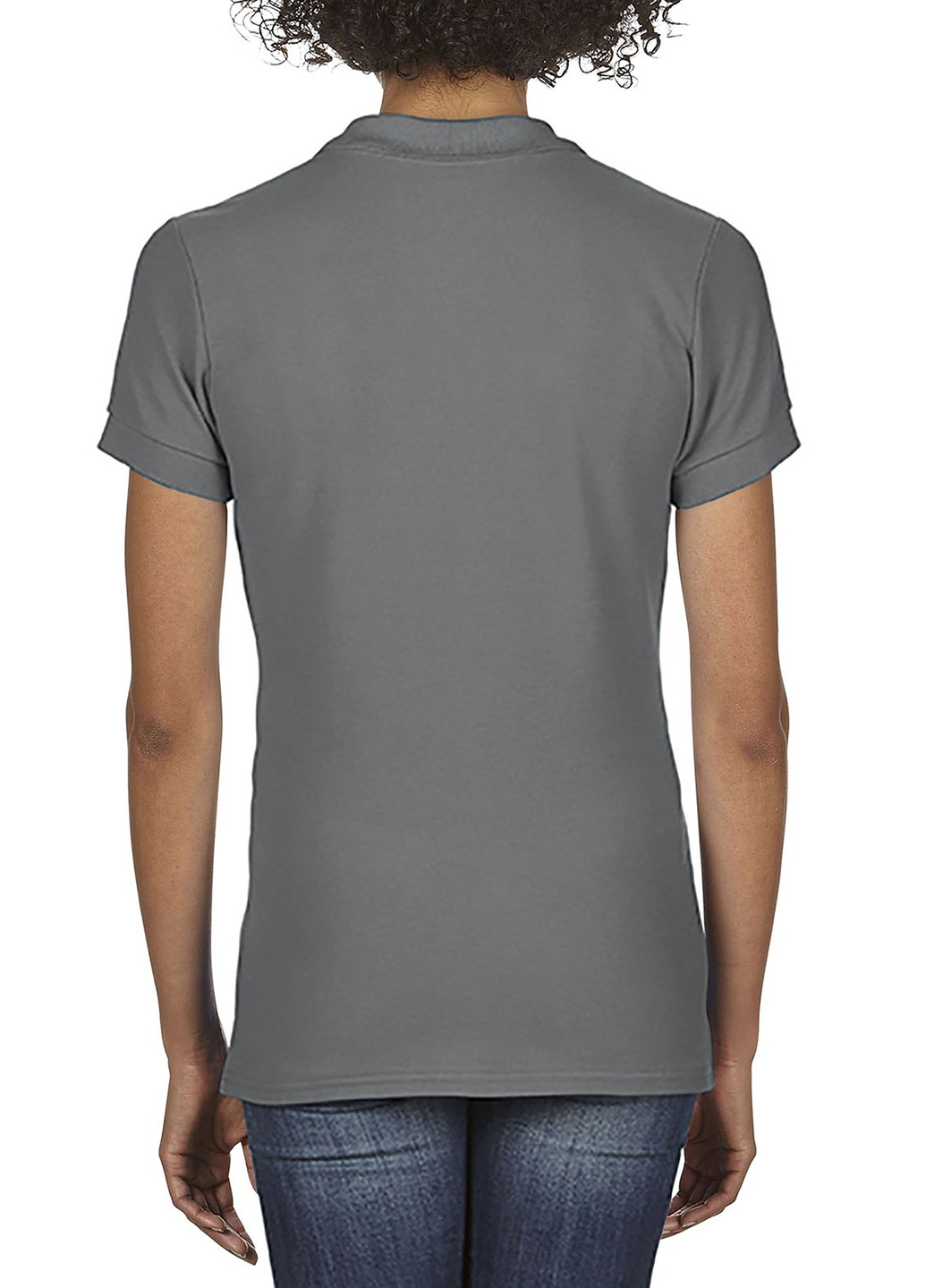 Темно-серая женская футболка-поло Gildan однотонная