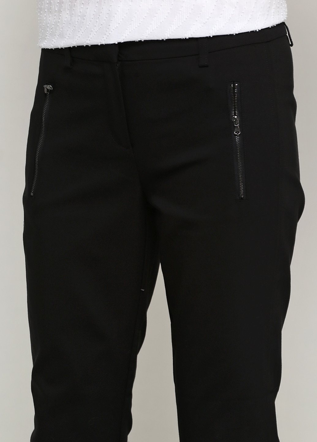 Черные классические демисезонные зауженные брюки Fransa