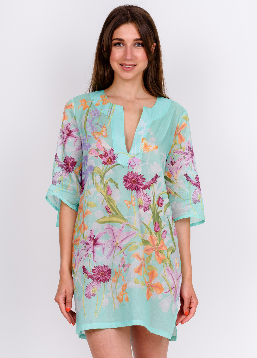 М'ятна домашній сукня Suavite з квітковим принтом