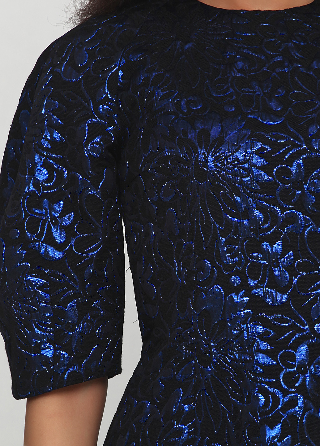 Темно-синее коктейльное платье короткое Olga Shyrai for PUBLIC&PRIVATE с цветочным принтом