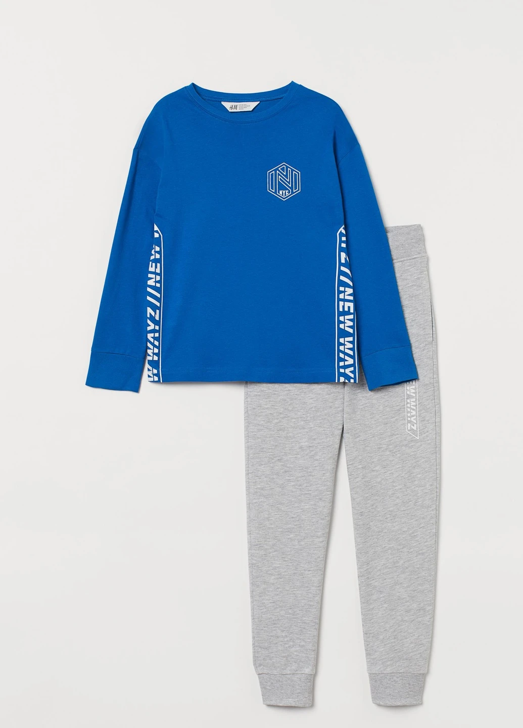 Серо-синий комплект (лонгслив, брюки) H&M