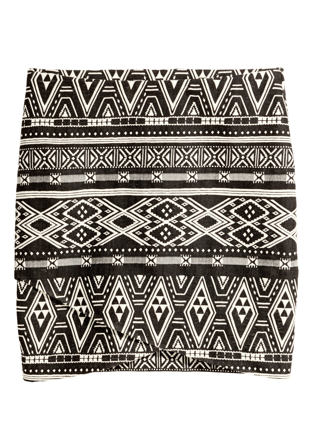 Черно-белая кэжуал с геометрическим узором юбка H&M на запах