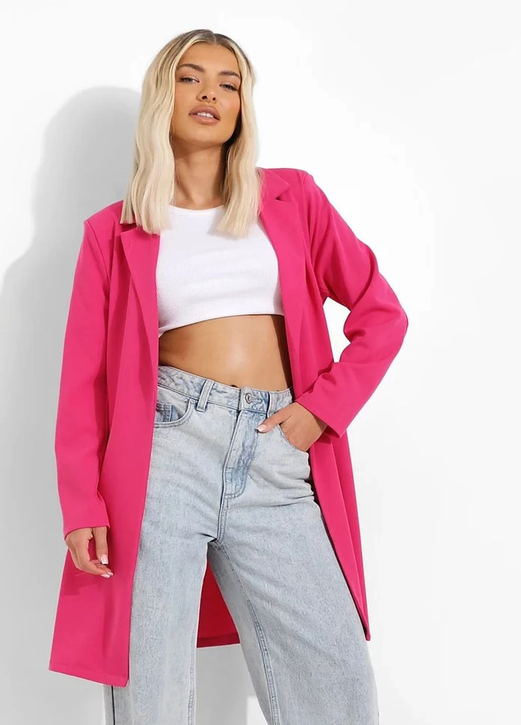 Малиновый женский жакет Boohoo однотонный - демисезонный