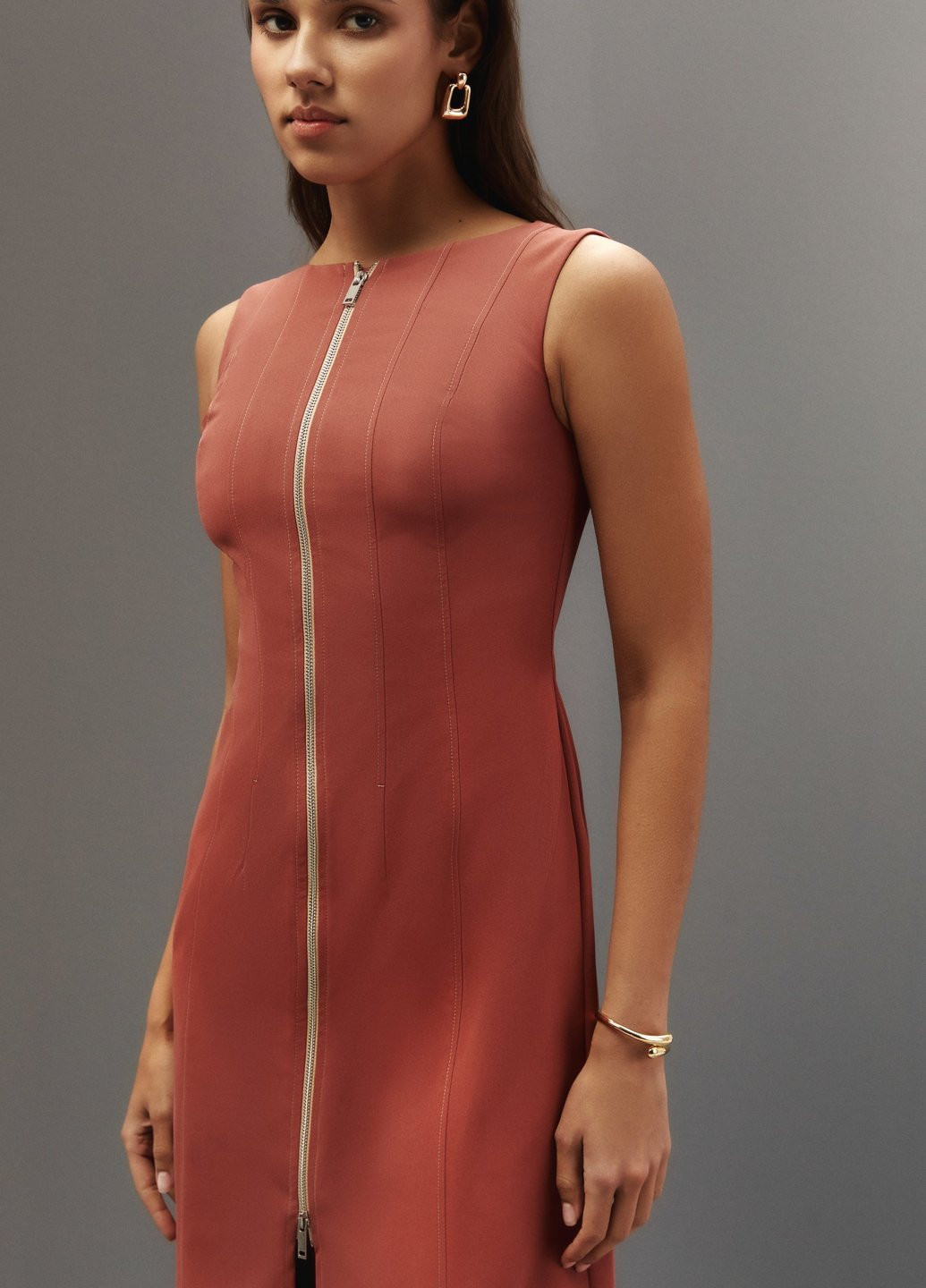 Терракотовое кэжуал платье силуэтная Gepur однотонное