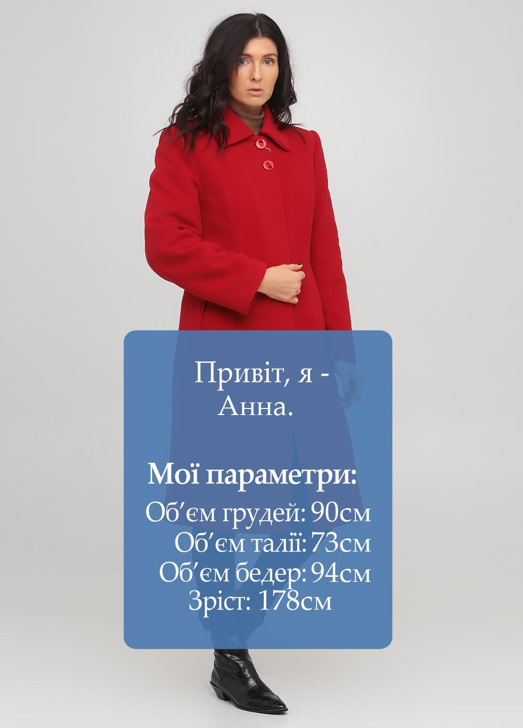 Червоне демісезонне Пальто однобортне Nina Vladi