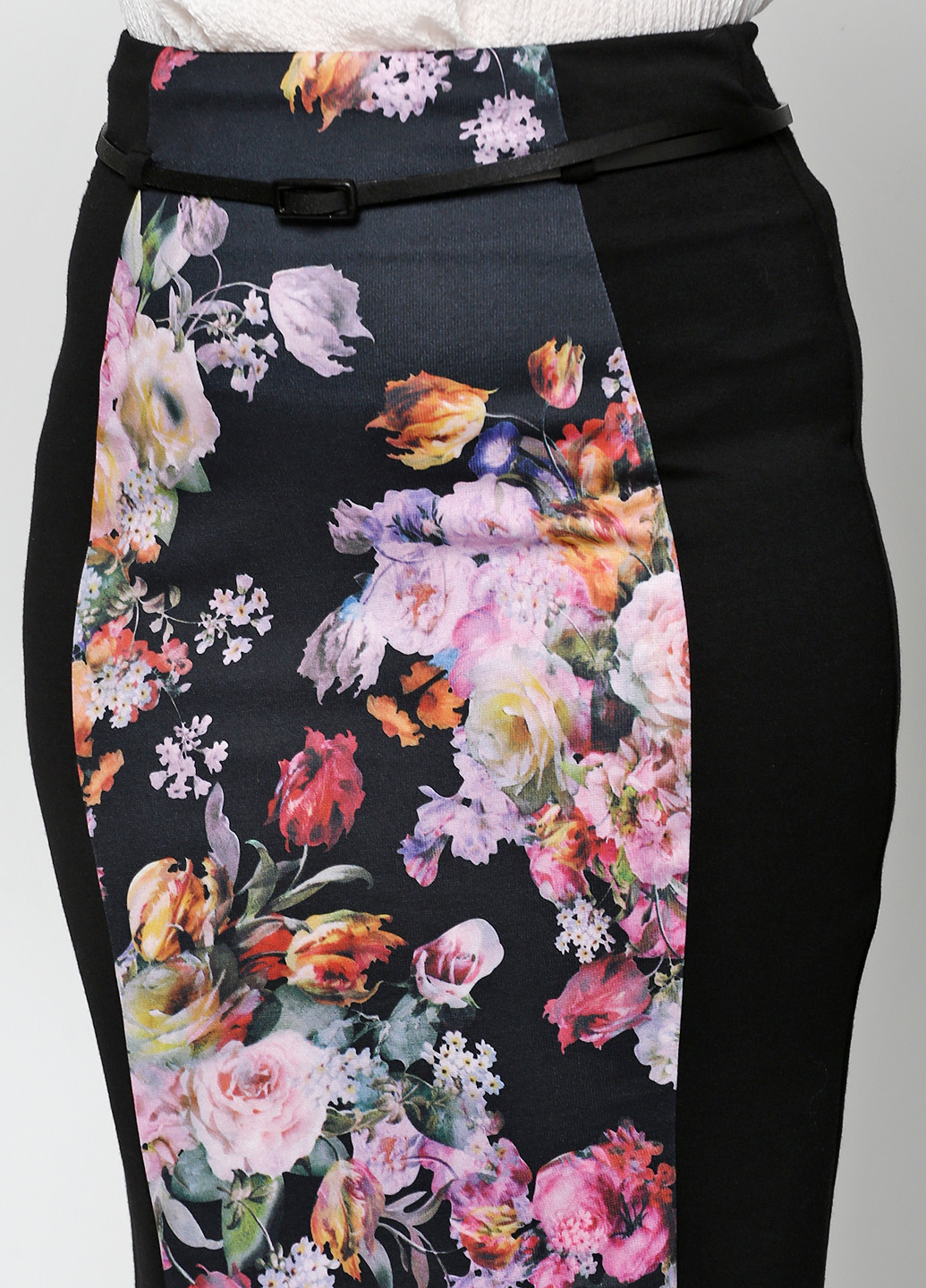 Черная кэжуал цветочной расцветки юбка Алеся