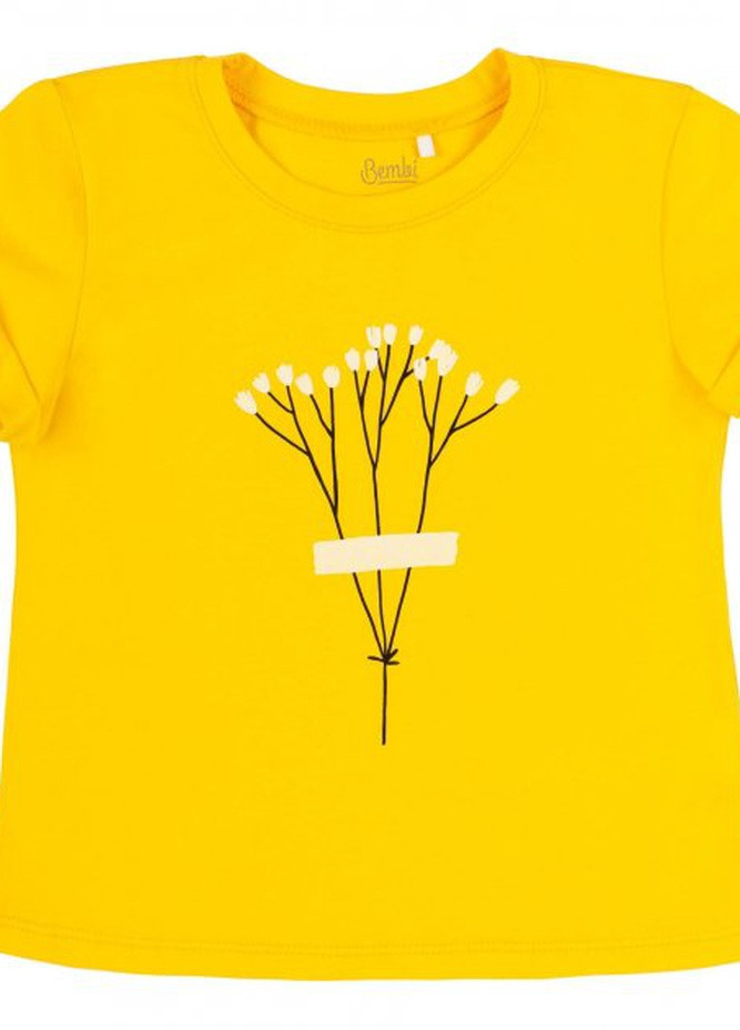 Желтая футболка для девочки (фб893)жёлтый Бемби