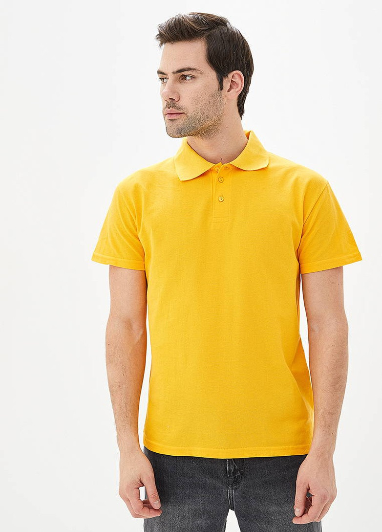 Желтая футболка-поло мужское однотонное для мужчин Роза однотонная