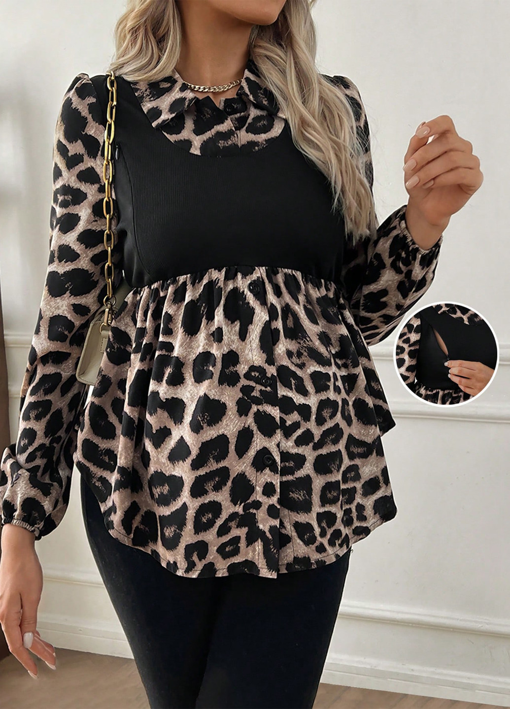 Комбинированная блуза для беременных и кормящих SHEIN