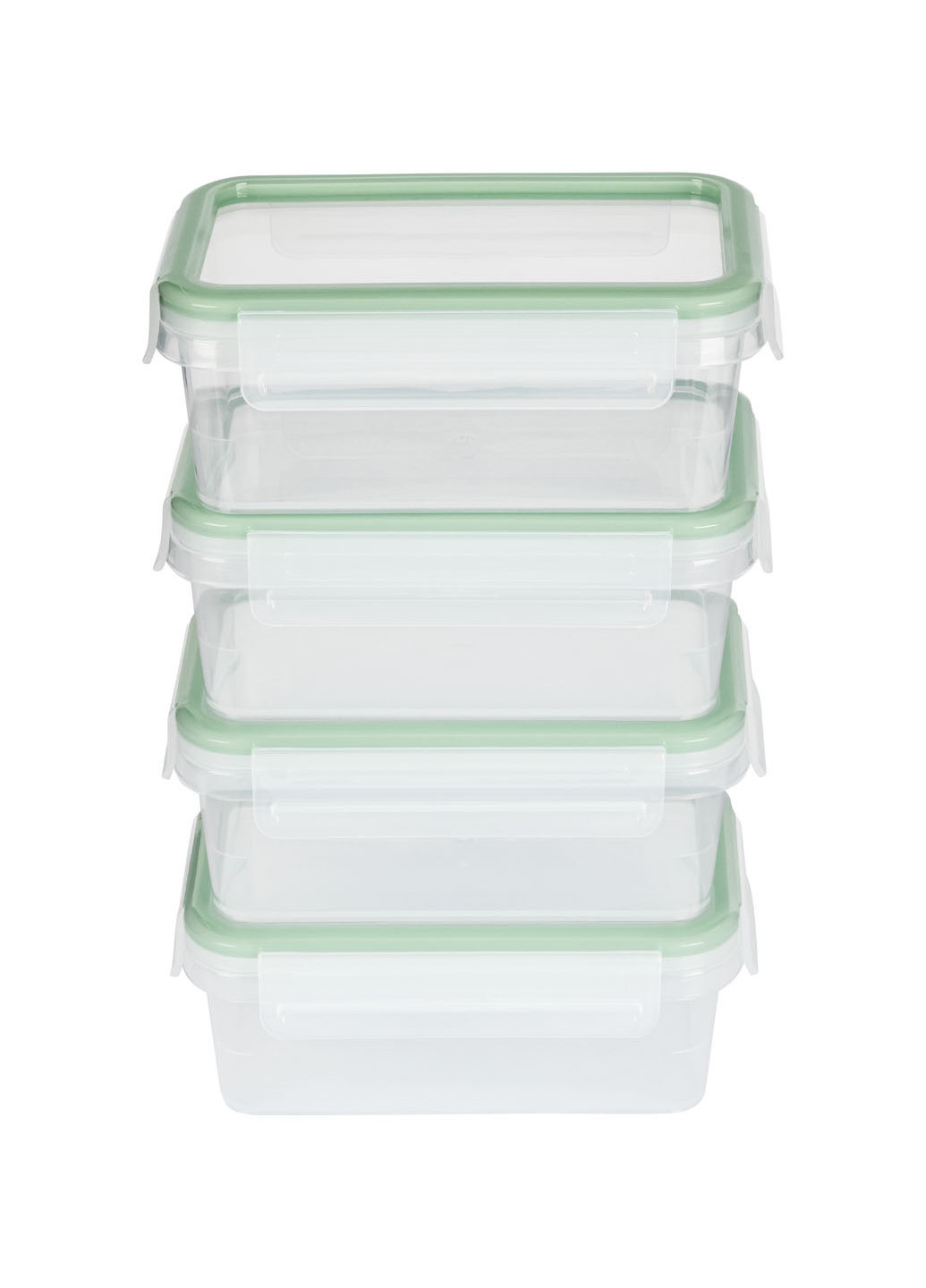 Набор пищевых контейнеров с герметичными крышками прямоугольные 4 шт прозрачный-зеленый Ernesto (256244481)