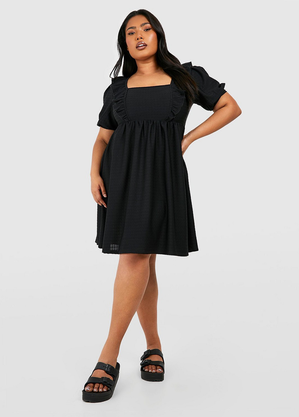 Чорна кежуал сукня Boohoo однотонна