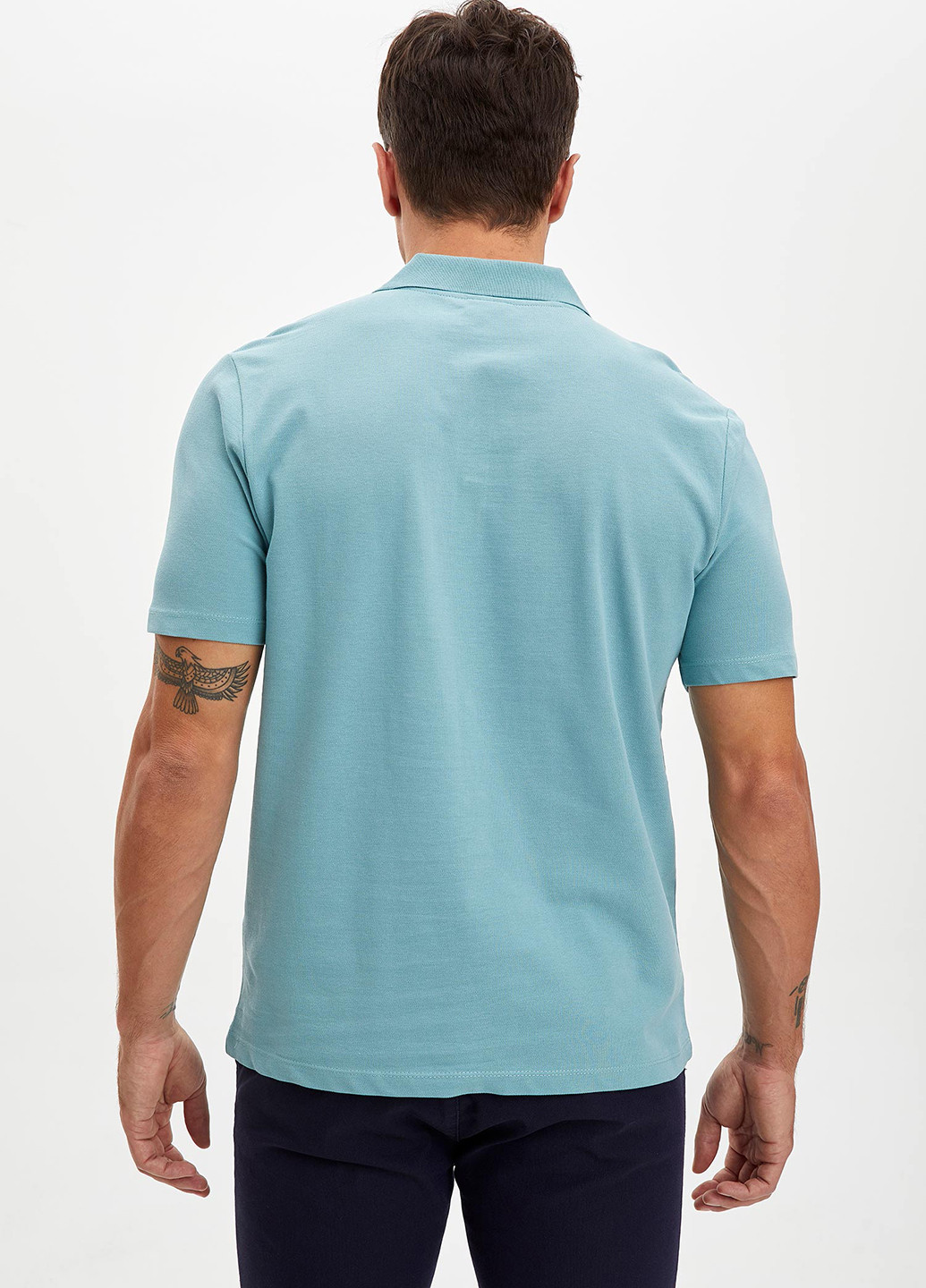 Мятная футболка-поло для мужчин DeFacto