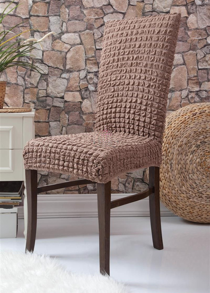 Чехлы натяжные на стулья без оборки (набор 6-шт) 10-202 Серо-коричневый Venera (230027461)