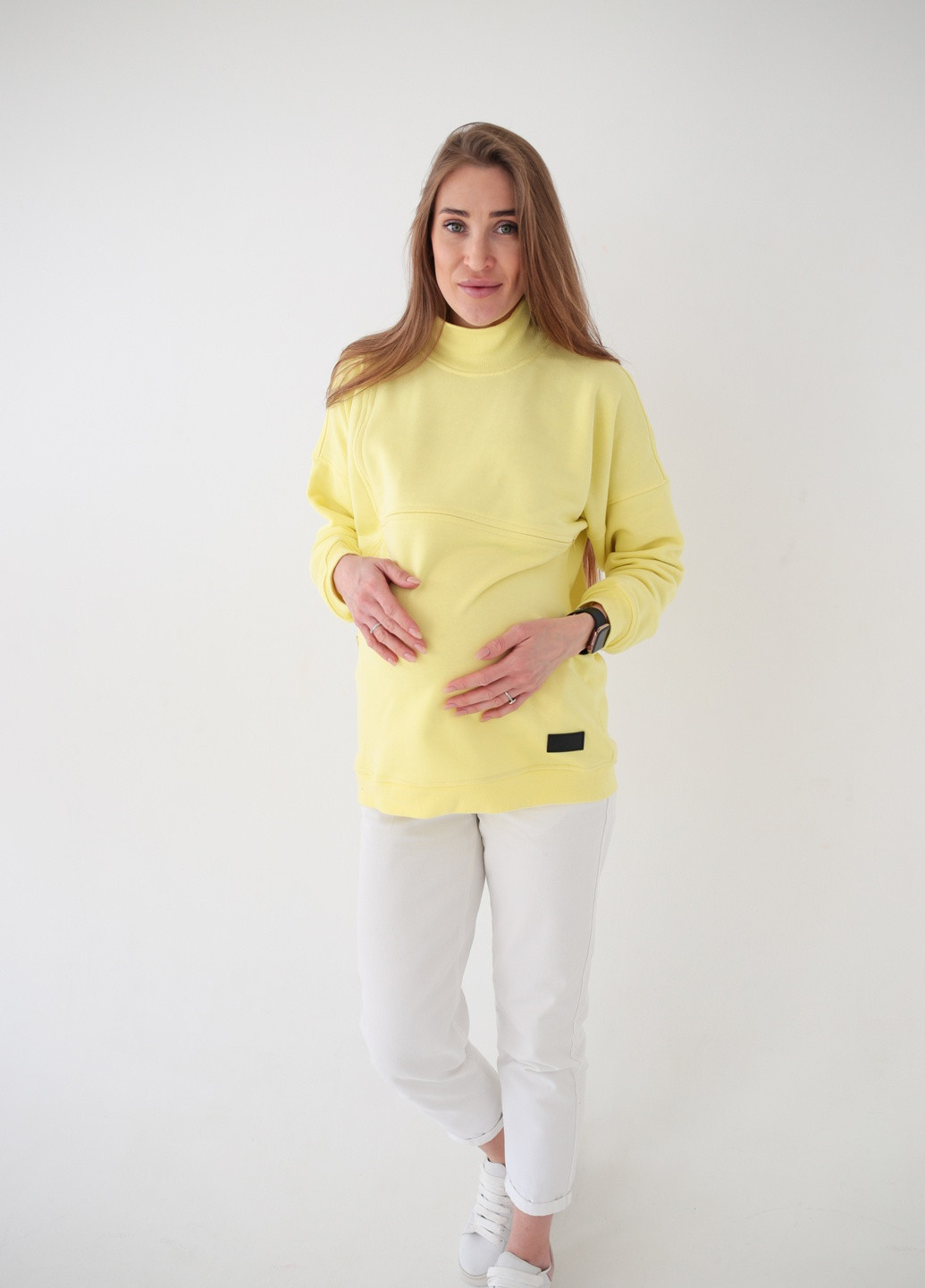 Свитшот для беременных и кормящих мам Sorelle - крой однотонный желтый кэжуал - (219799323)