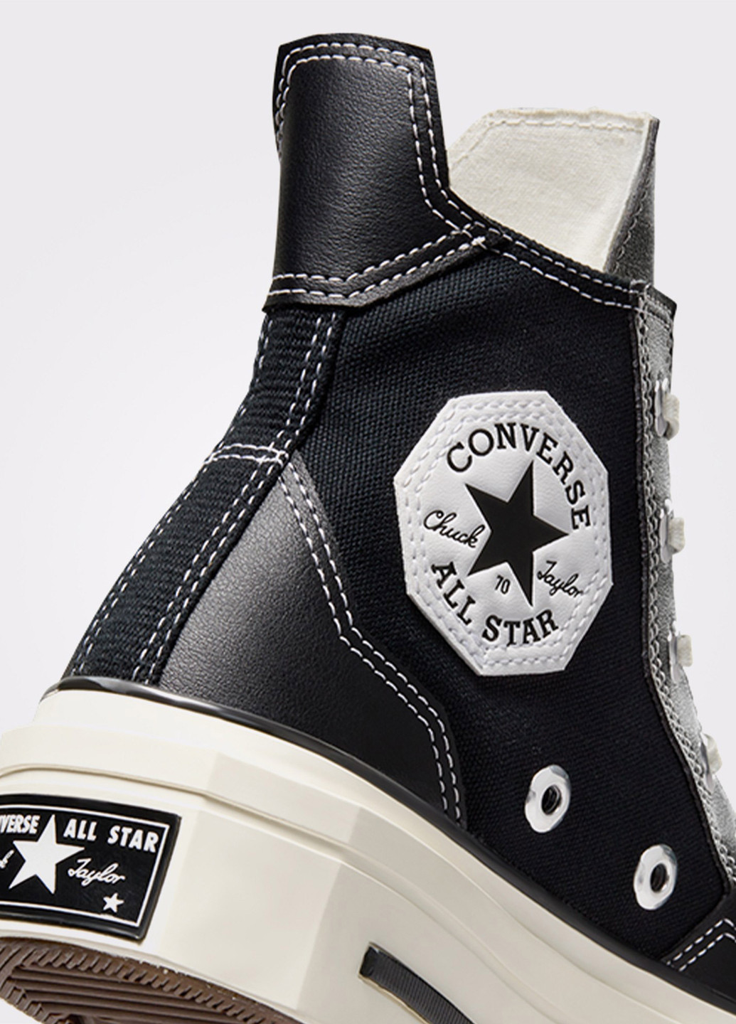Черные кеды Converse CHUCK 70 DE LUXE SQUARED с логотипом, люверсы
