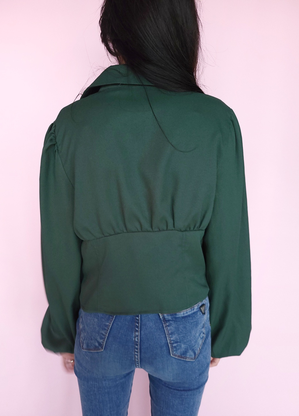Блуза-топ на шнурівці Зелена Boohoo (256120563)