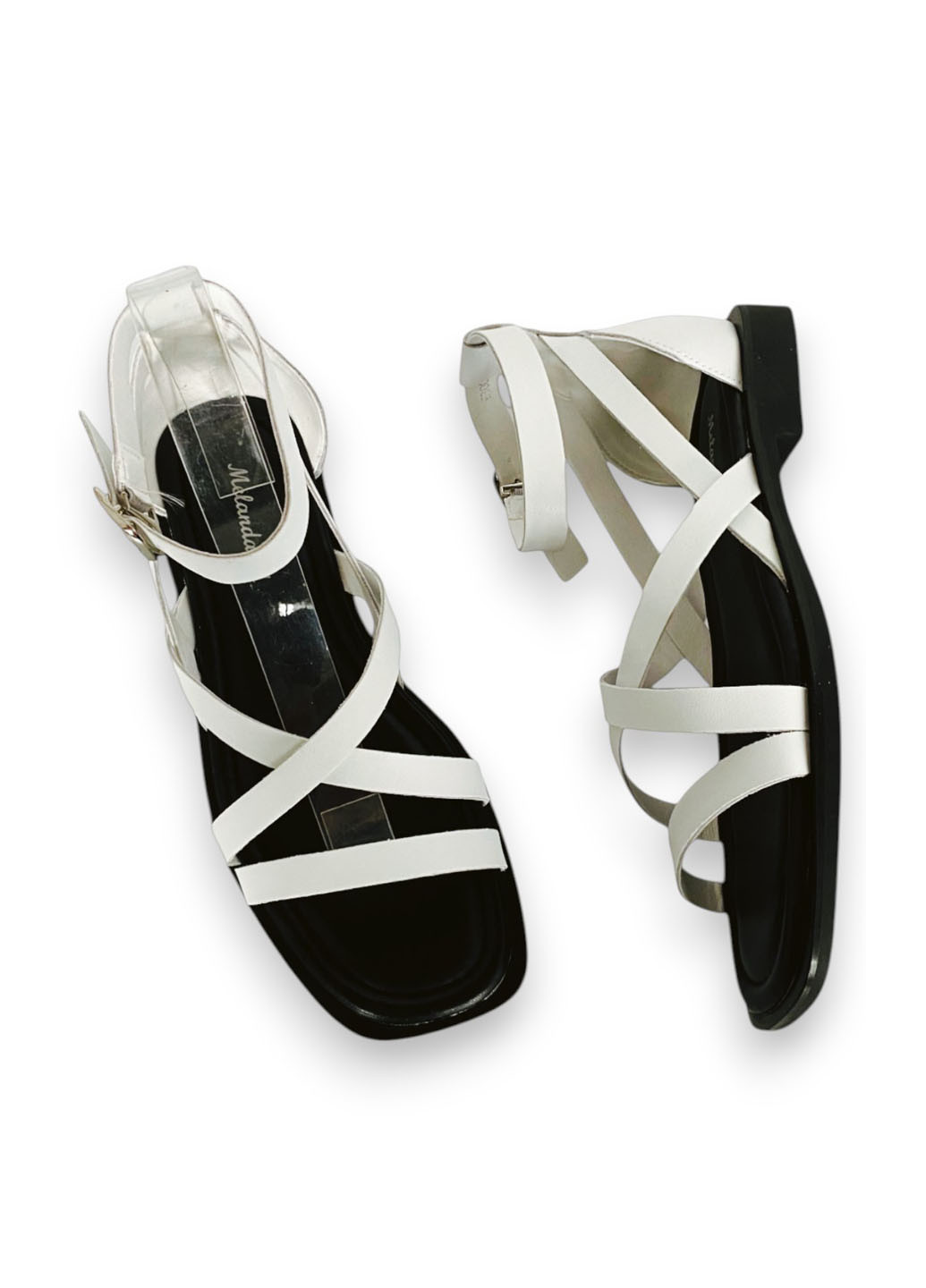 Белые босоножки Melanda.M с ремешком плетение