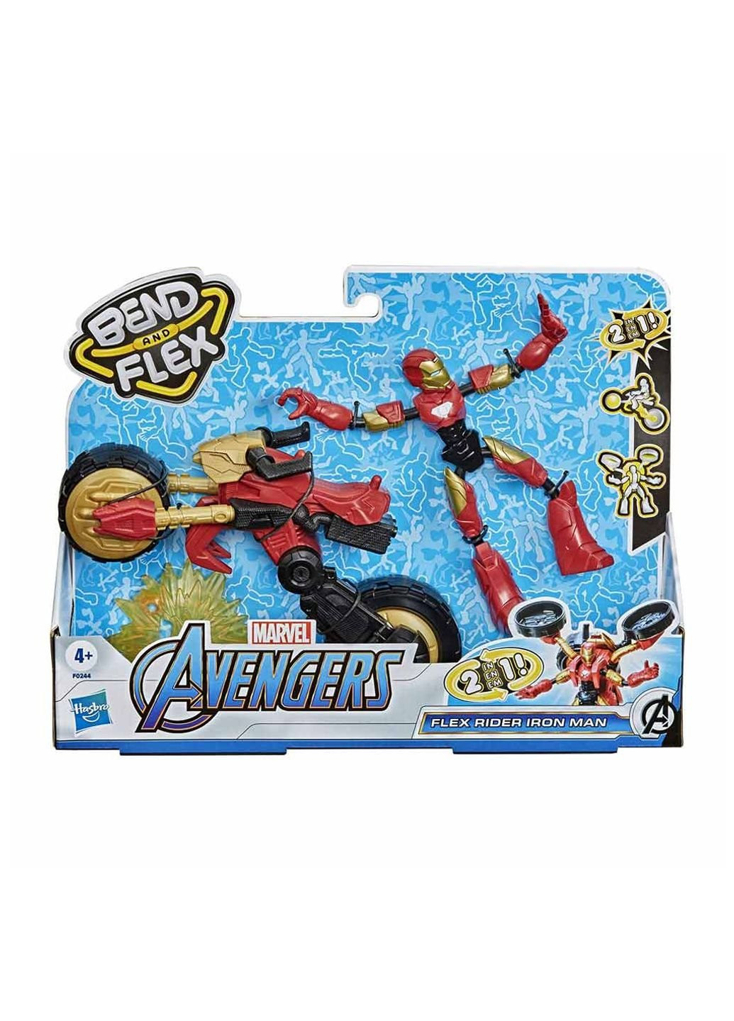 Фигурка Avengers Bend and flex 2 в 1 Железный человек на мотоцикле (F0244) Hasbro (252229236)