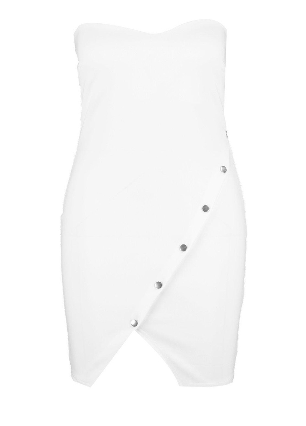 Белое кэжуал платье с открытыми плечами Boohoo однотонное