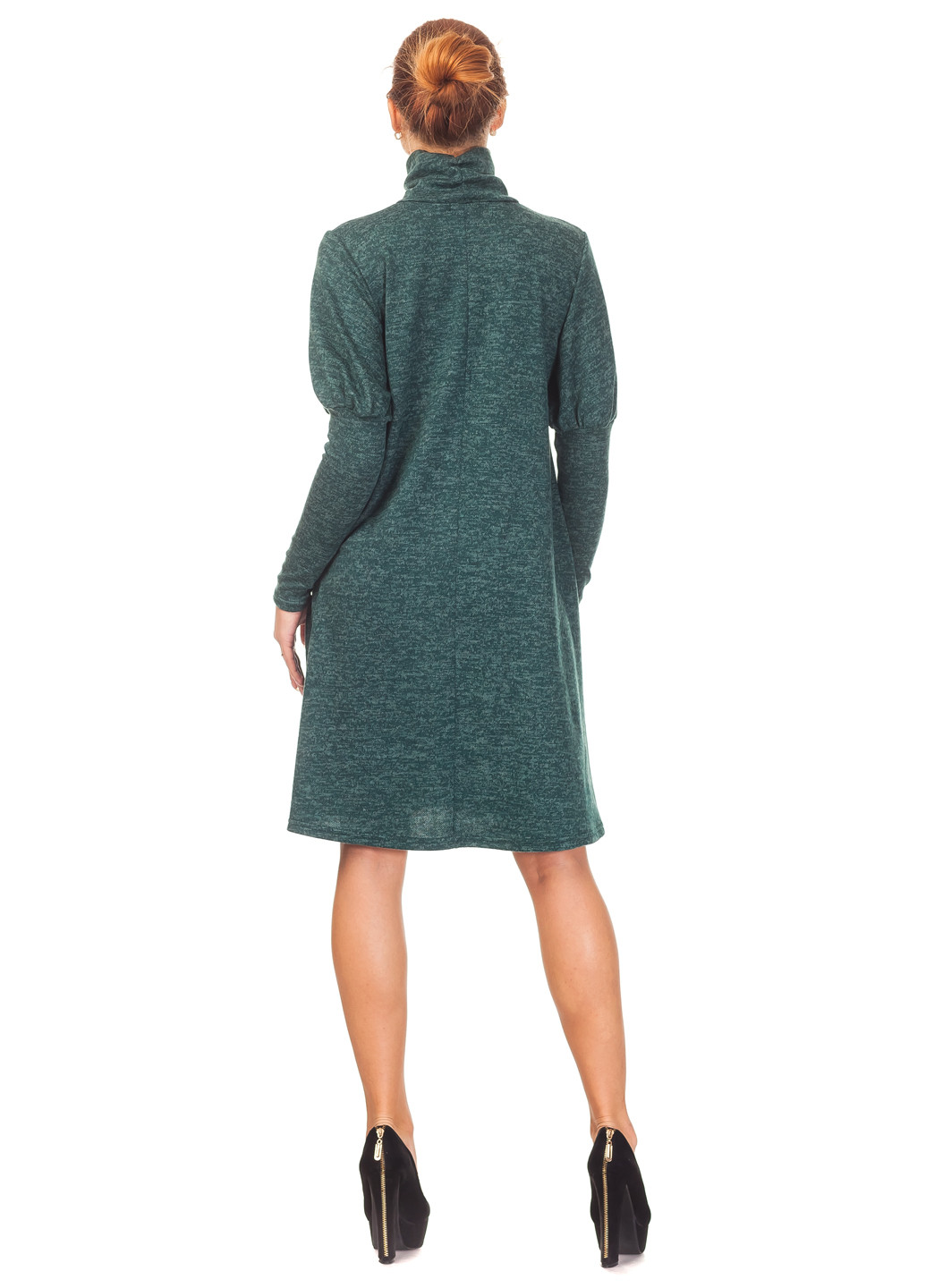 Зеленое кэжуал платье платье - водолазка Leya меланжевое