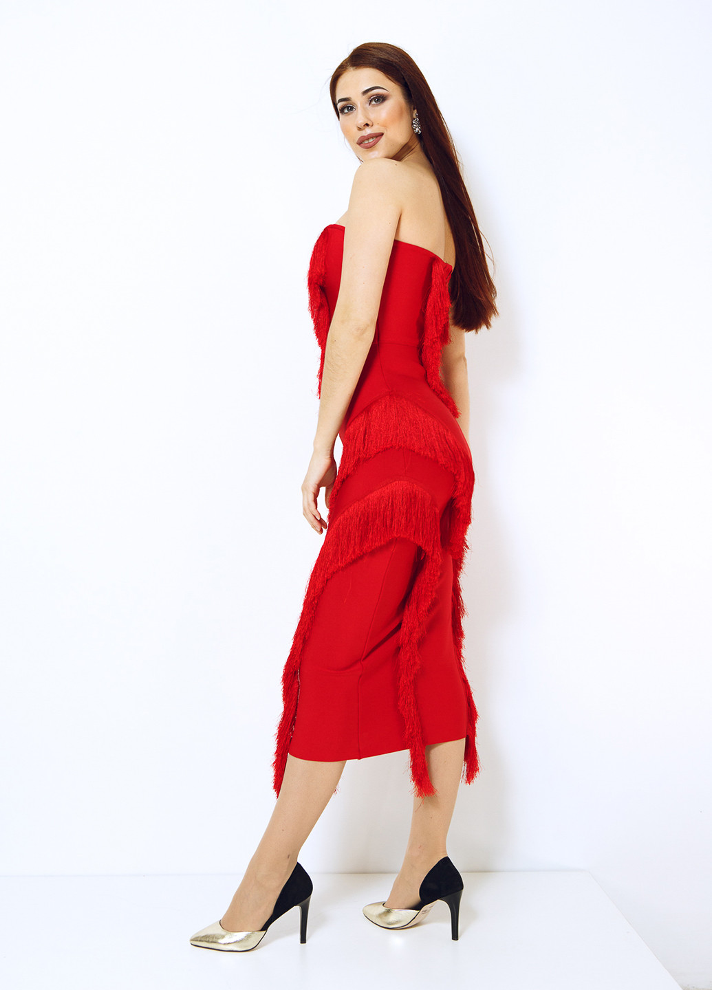 Красное коктейльное платье Modilliani однотонное