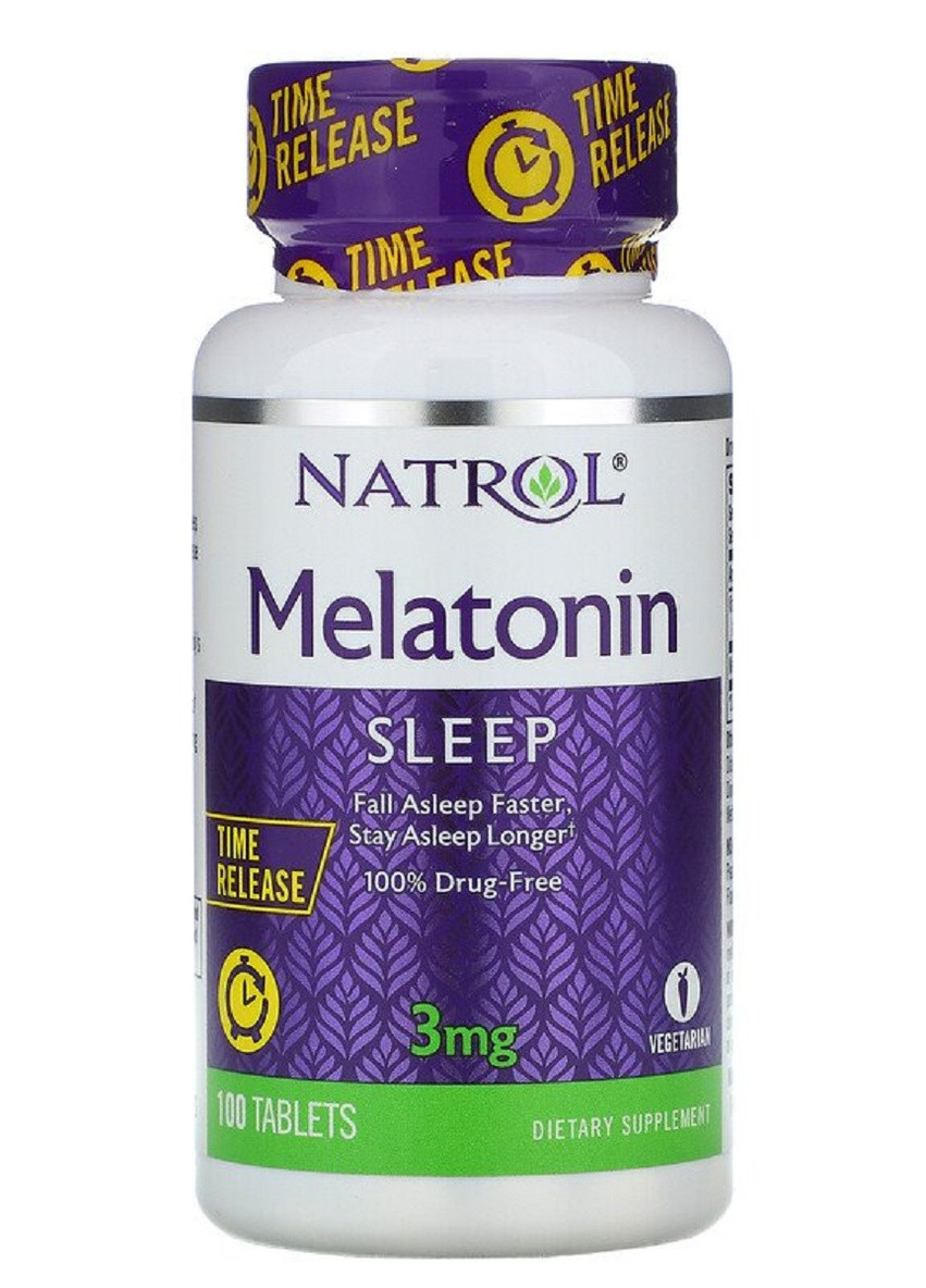 Мелатонин, Медленное высвобождение, Melatonin, Time Release,, 3 мг, 100 таблеток Natrol (225714631)