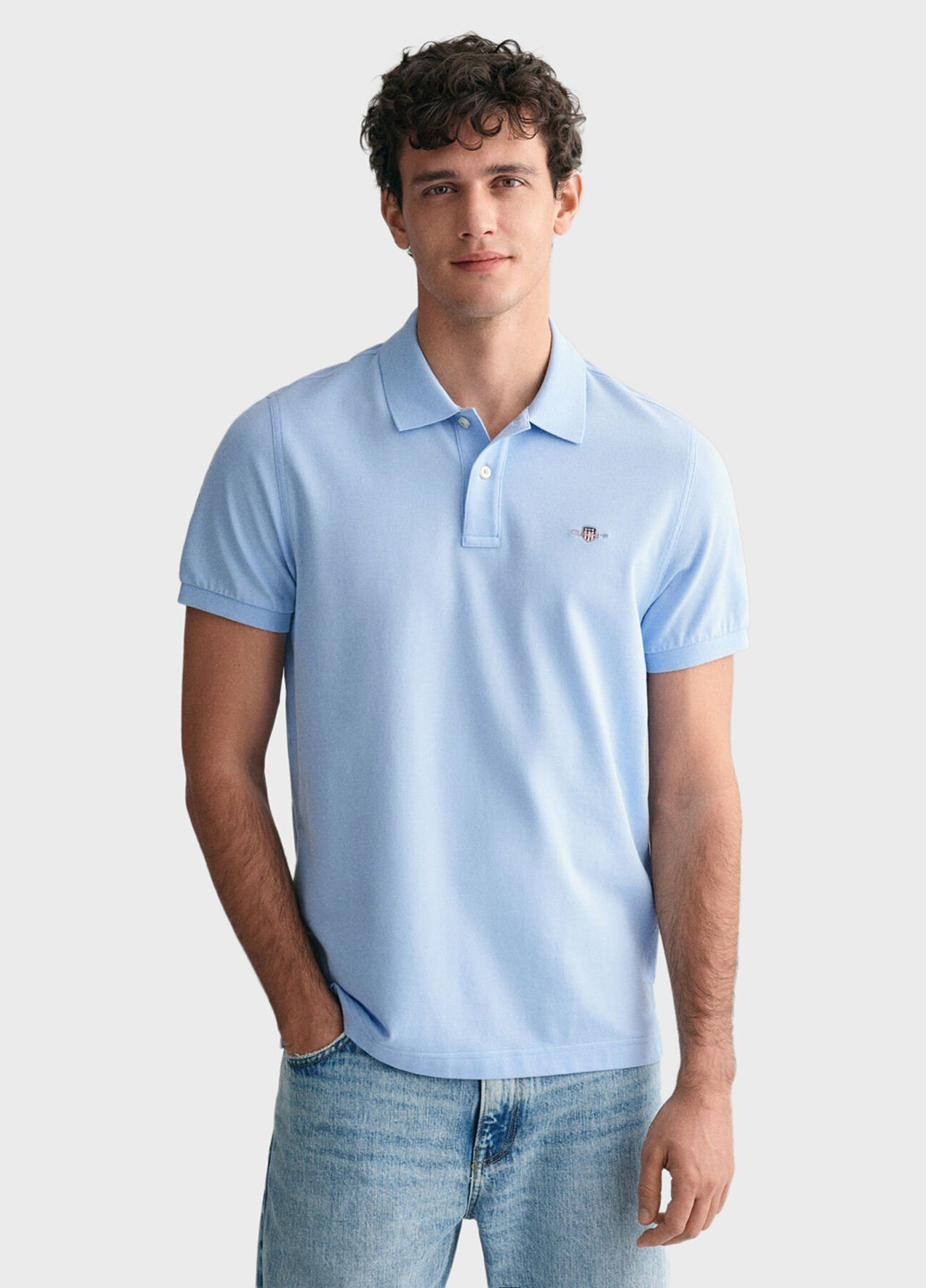Голубой футболка-поло для мужчин Gant с логотипом