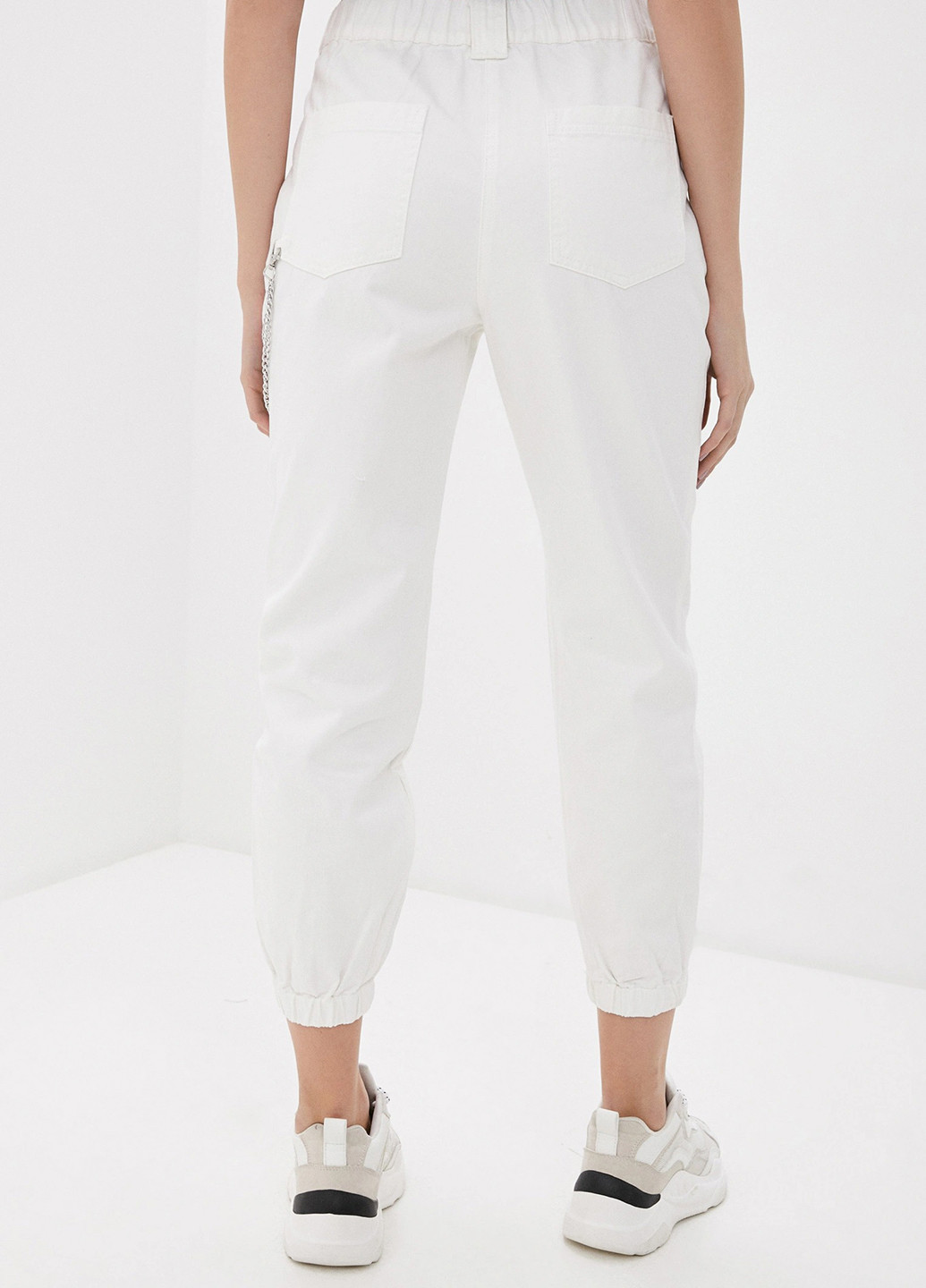 Белые кэжуал летние зауженные, укороченные брюки befree