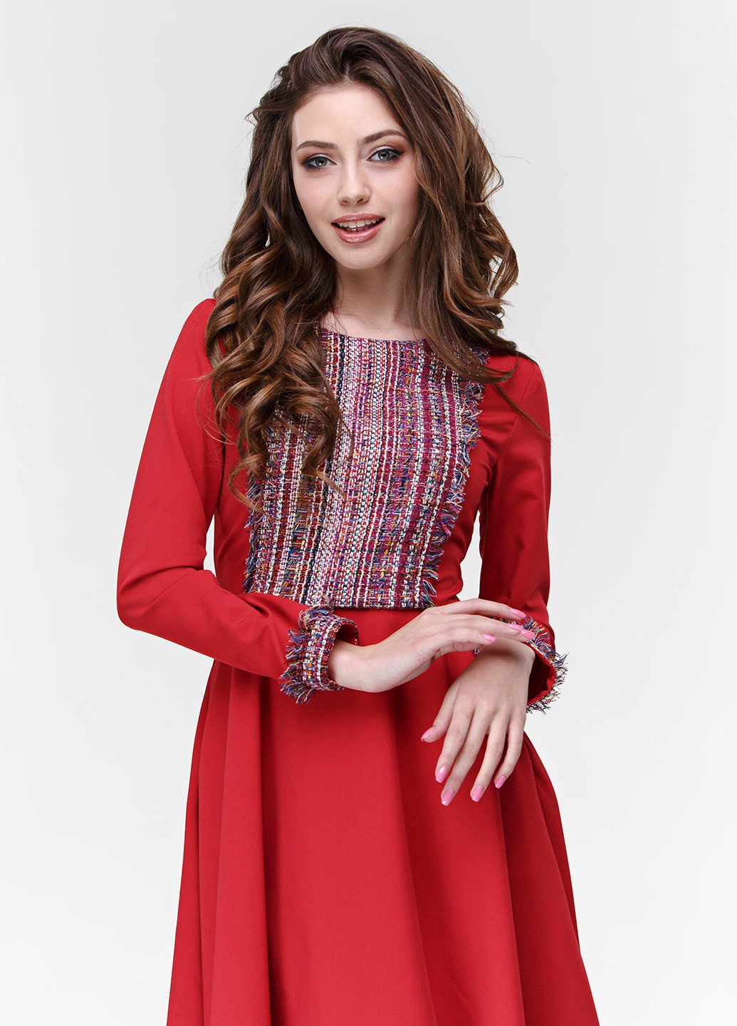 Красное кэжуал платье Zephyros с абстрактным узором