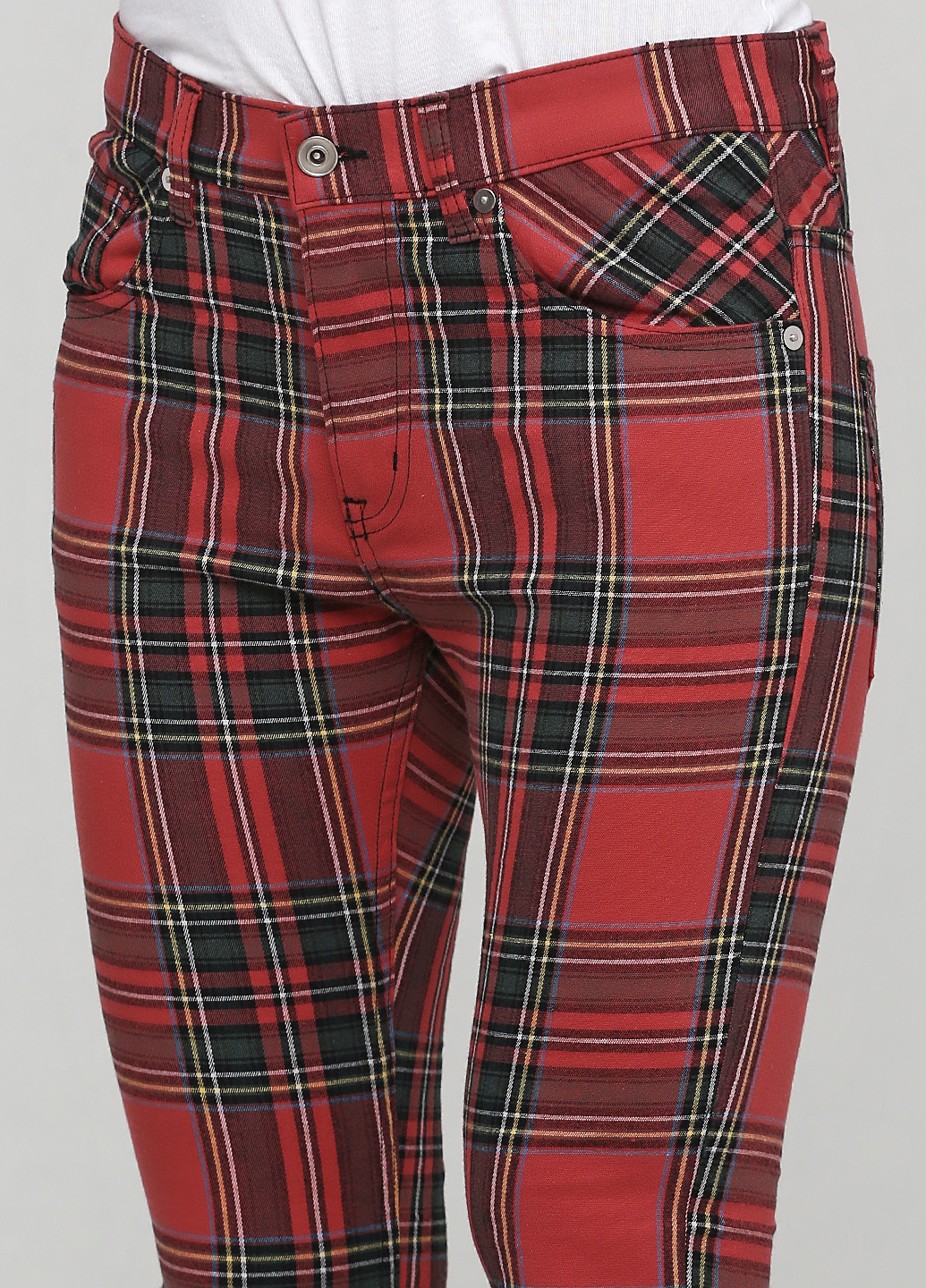 Красные кэжуал демисезонные зауженные брюки H&M