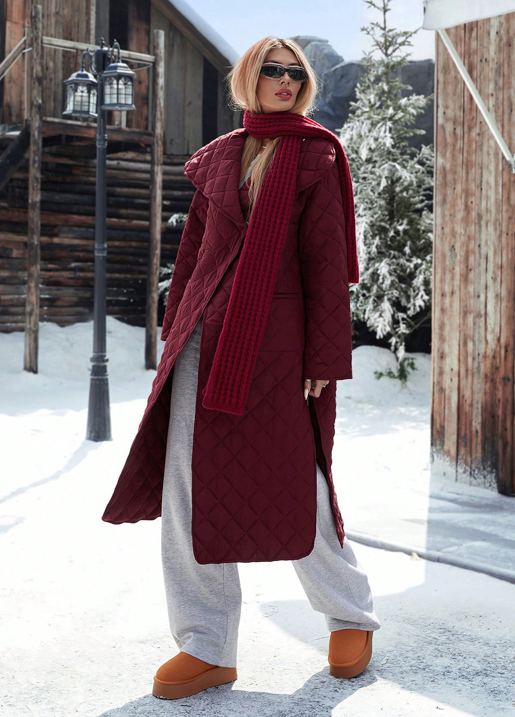 Бордовая зимняя куртка SHEIN