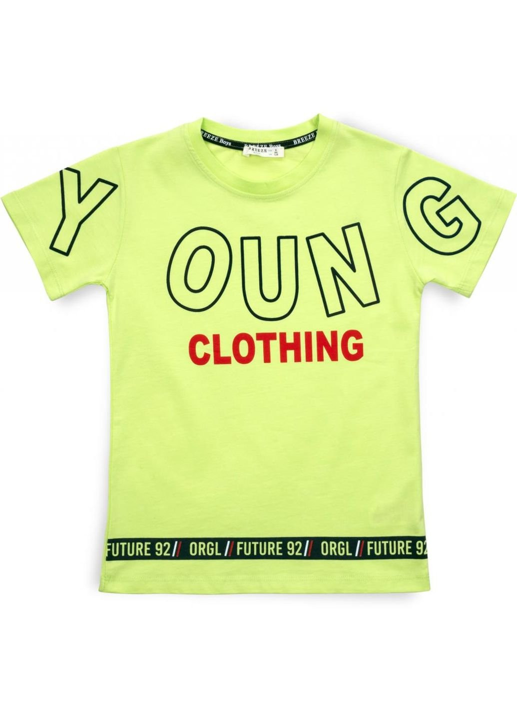 Красная демисезонная футболка детская "young clothing" (15159-128b-green) Breeze