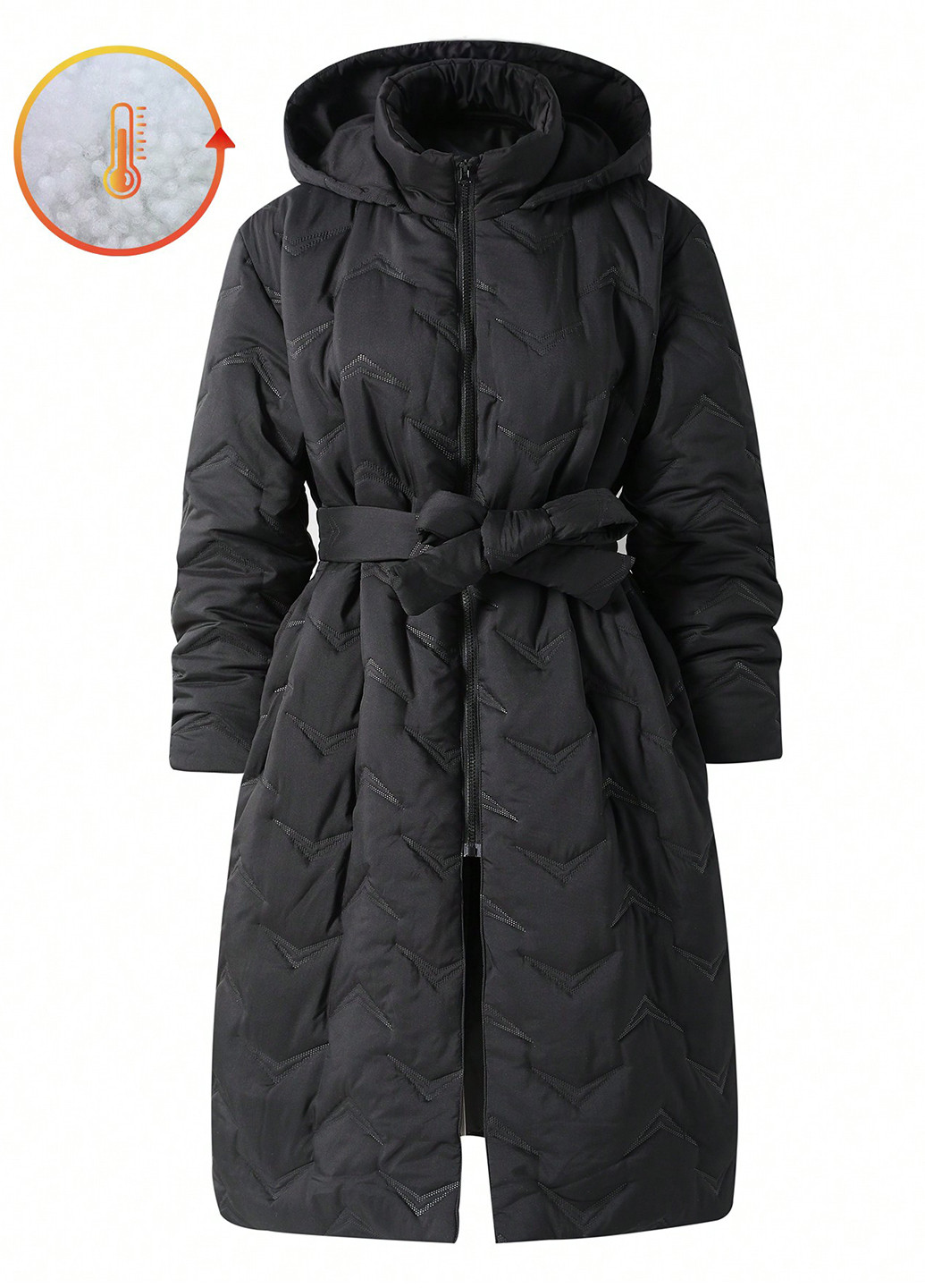 Чорне зимнє Пальто однобортне SHEIN