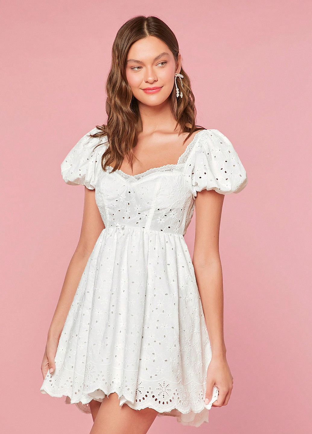 Белое кэжуал платье клеш, с открытой спиной SHEIN однотонное