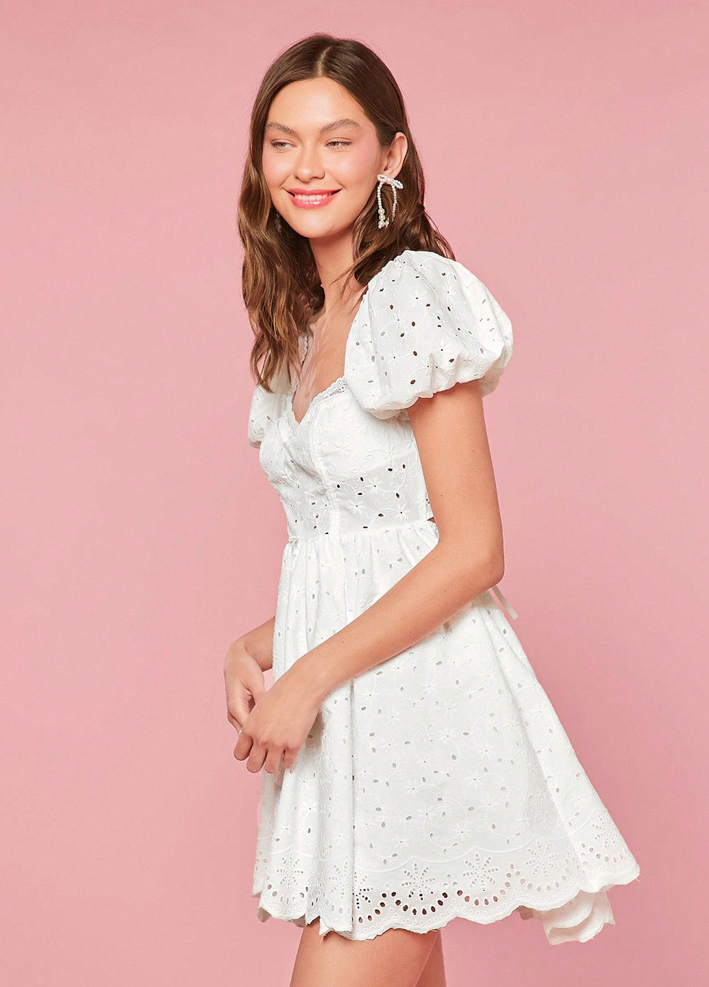 Белое кэжуал платье клеш, с открытой спиной SHEIN однотонное