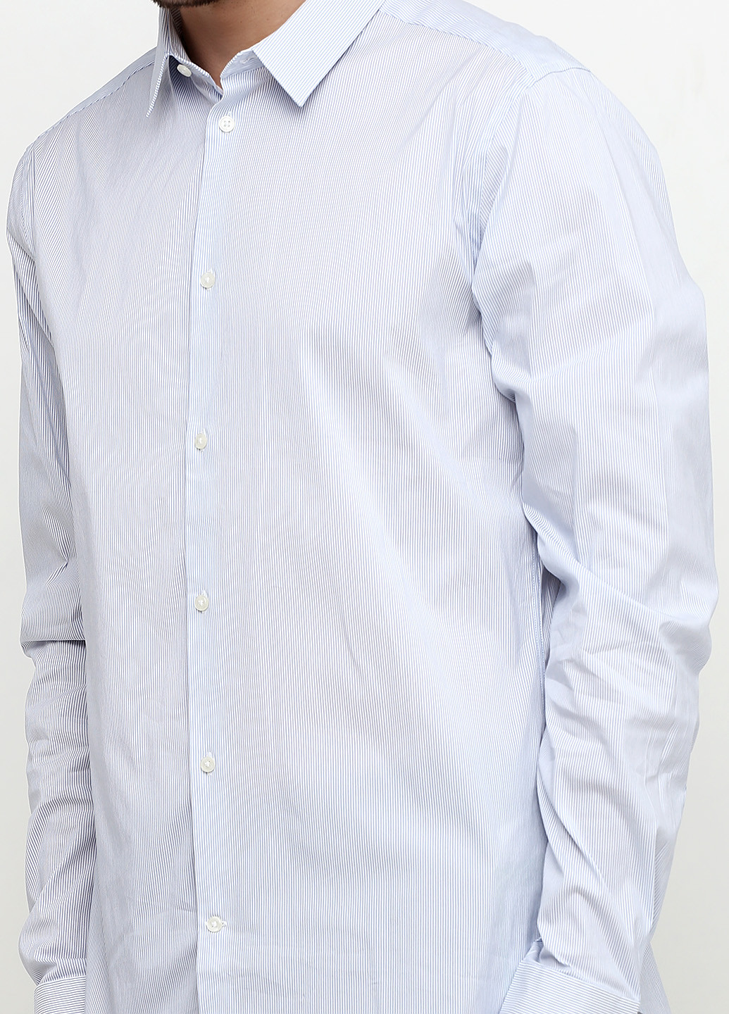 Белая классическая рубашка в полоску H&M с длинным рукавом