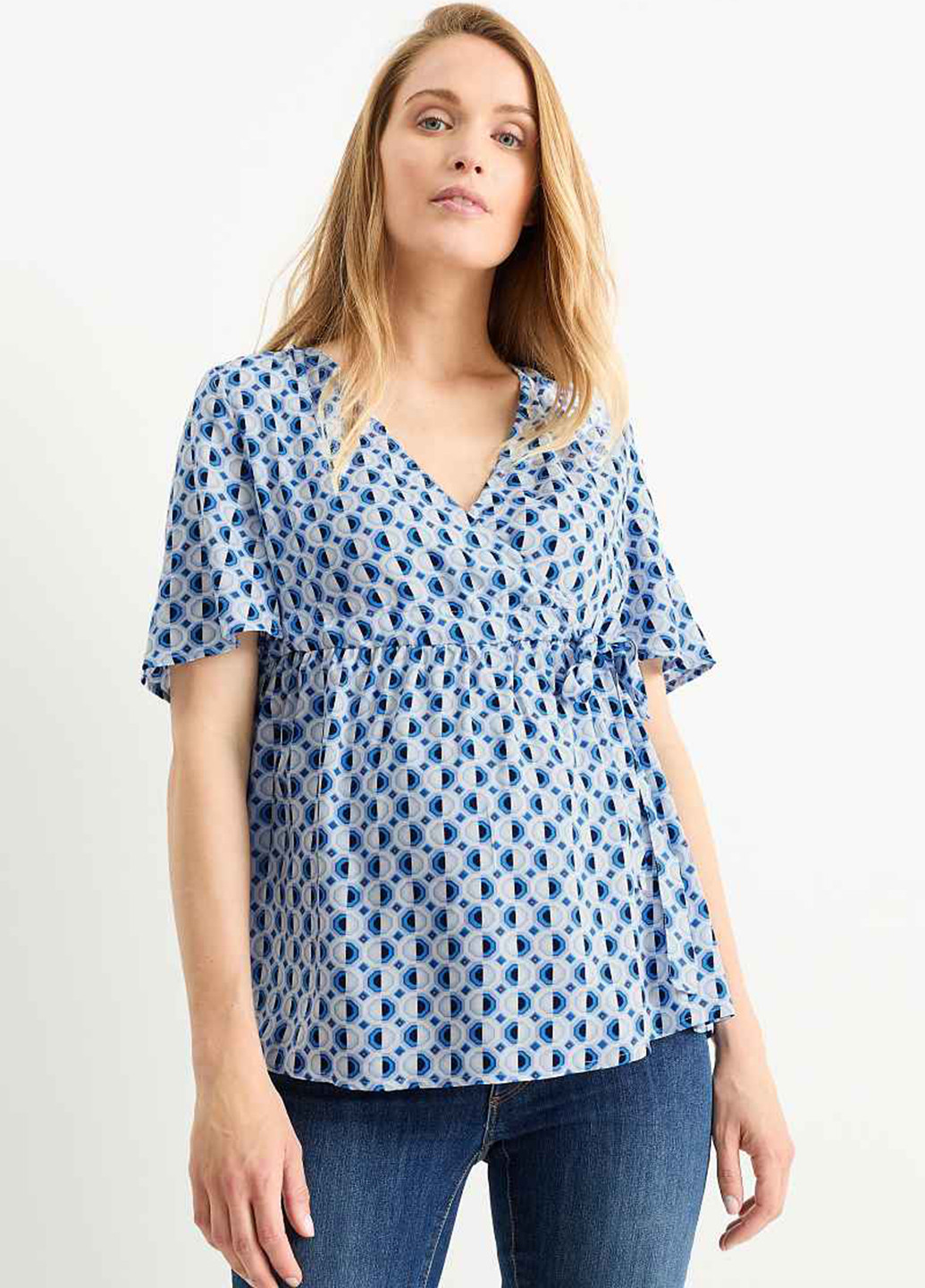 Комбинированная блуза для беременных и кормящих на запах C&A