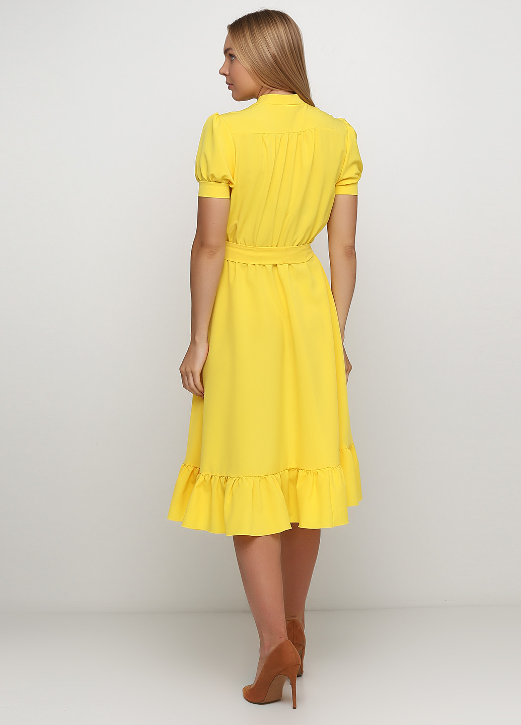 Желтое кэжуал платье клеш ANVI однотонное