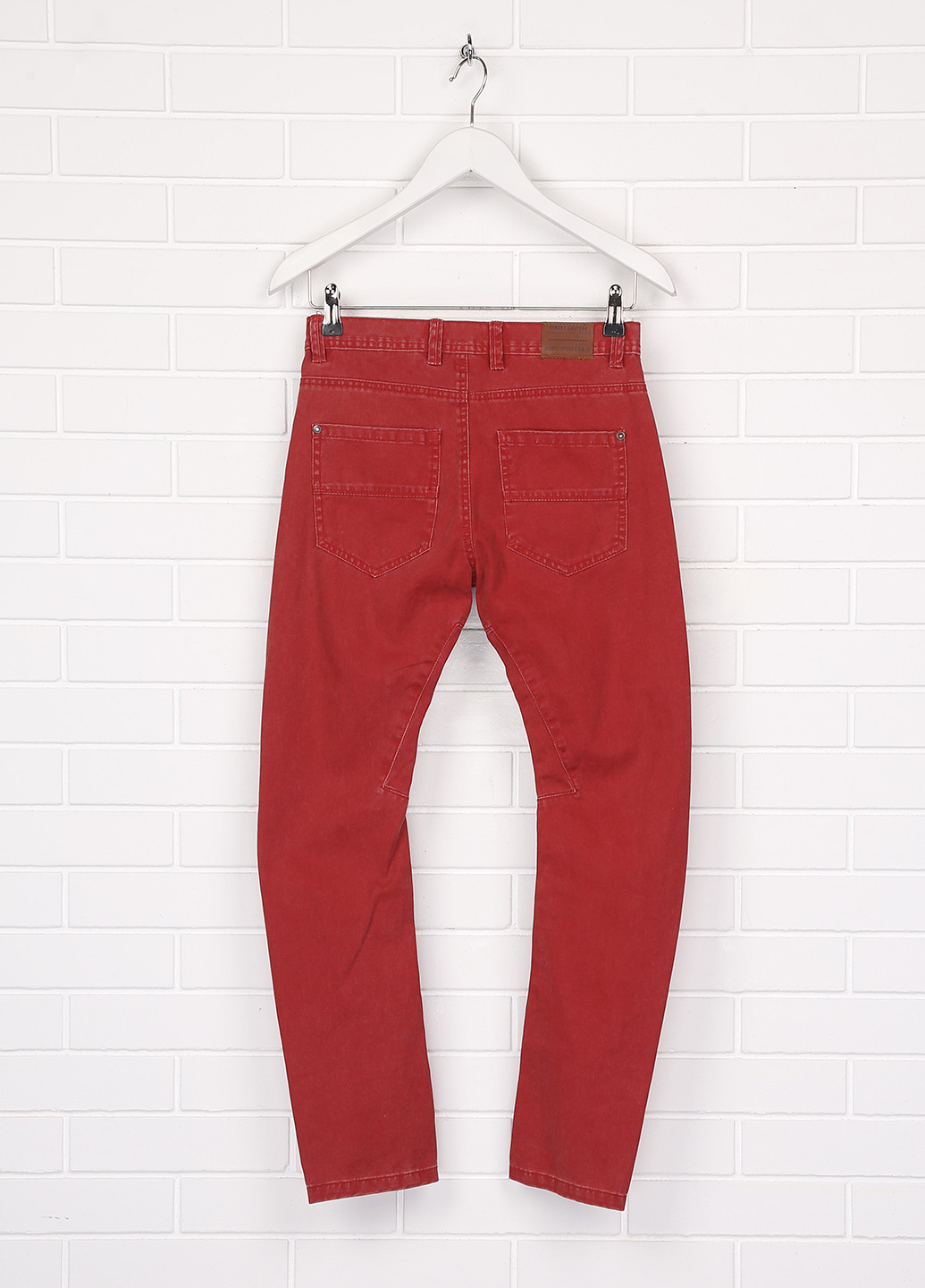 Джинси IntelliGent store завужені однотонні червоні джинсові бавовна