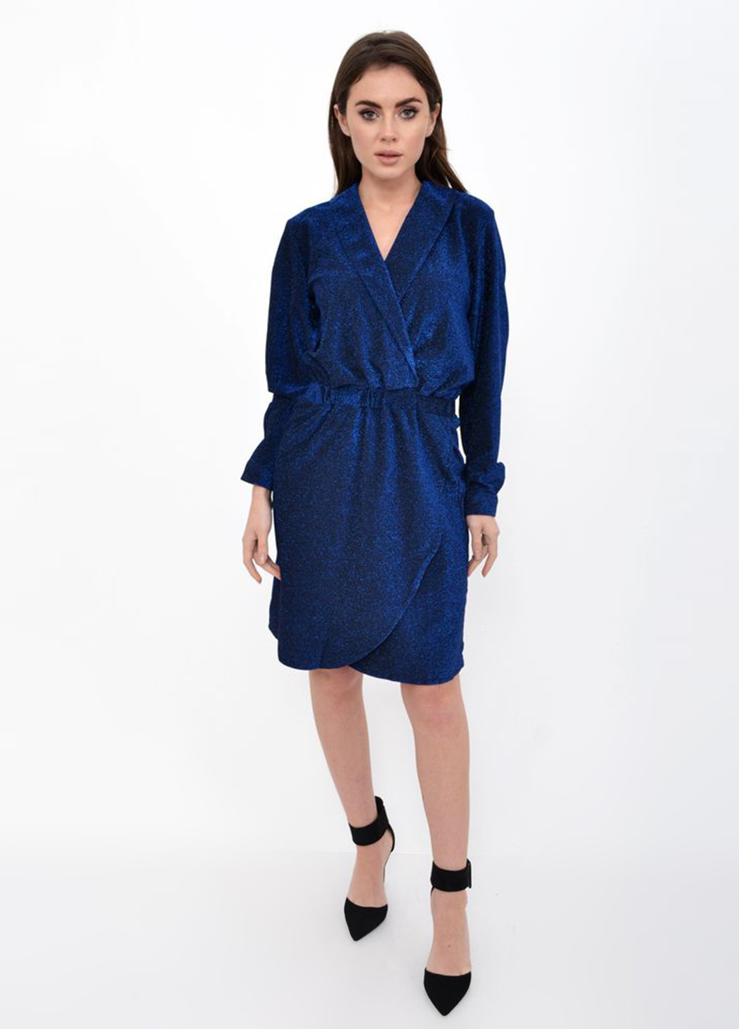 Темно-синее кэжуал платье на запах Kamomile